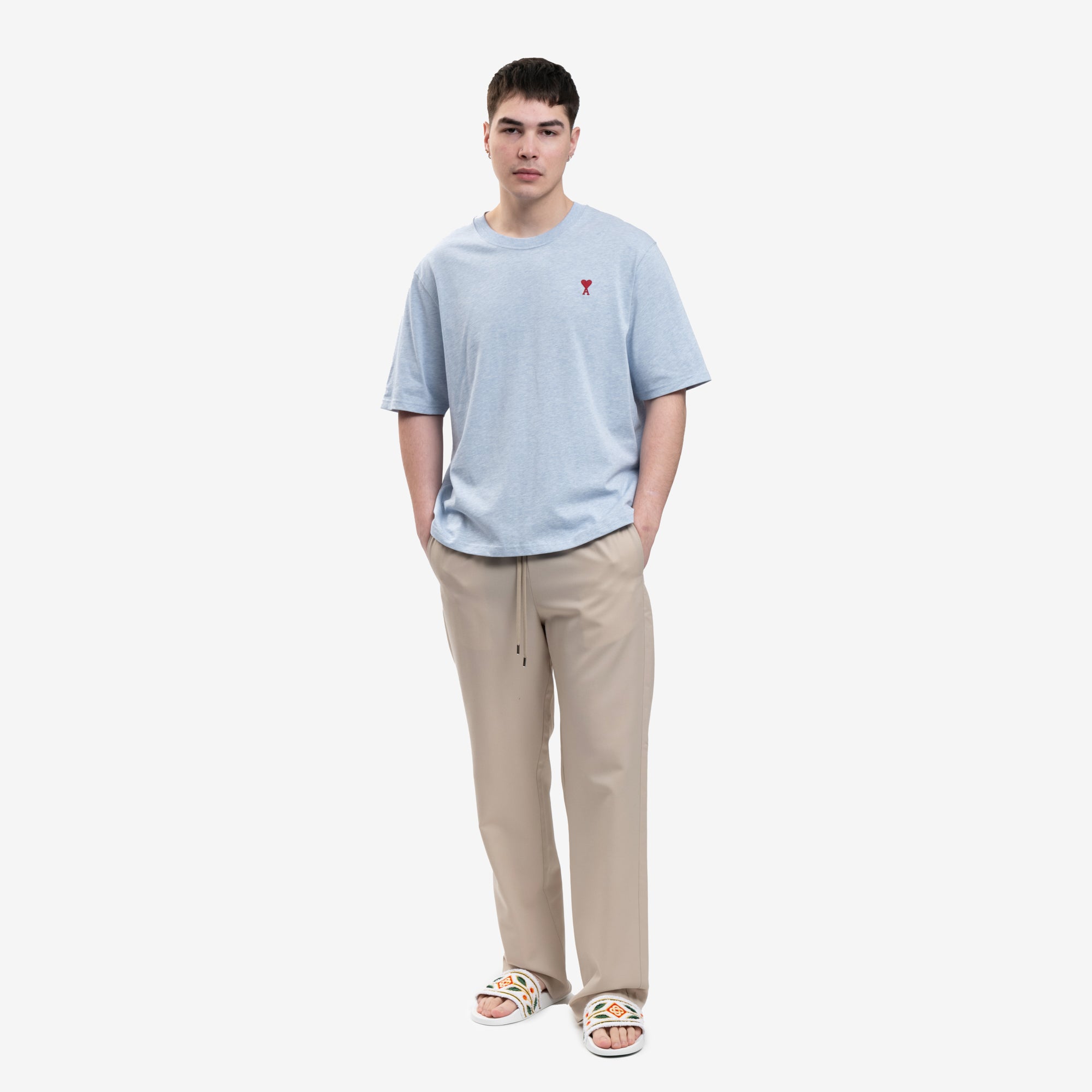 AMI Red Ami de Coeur Blue T-Shirt Heather Cashmere Blue - 2