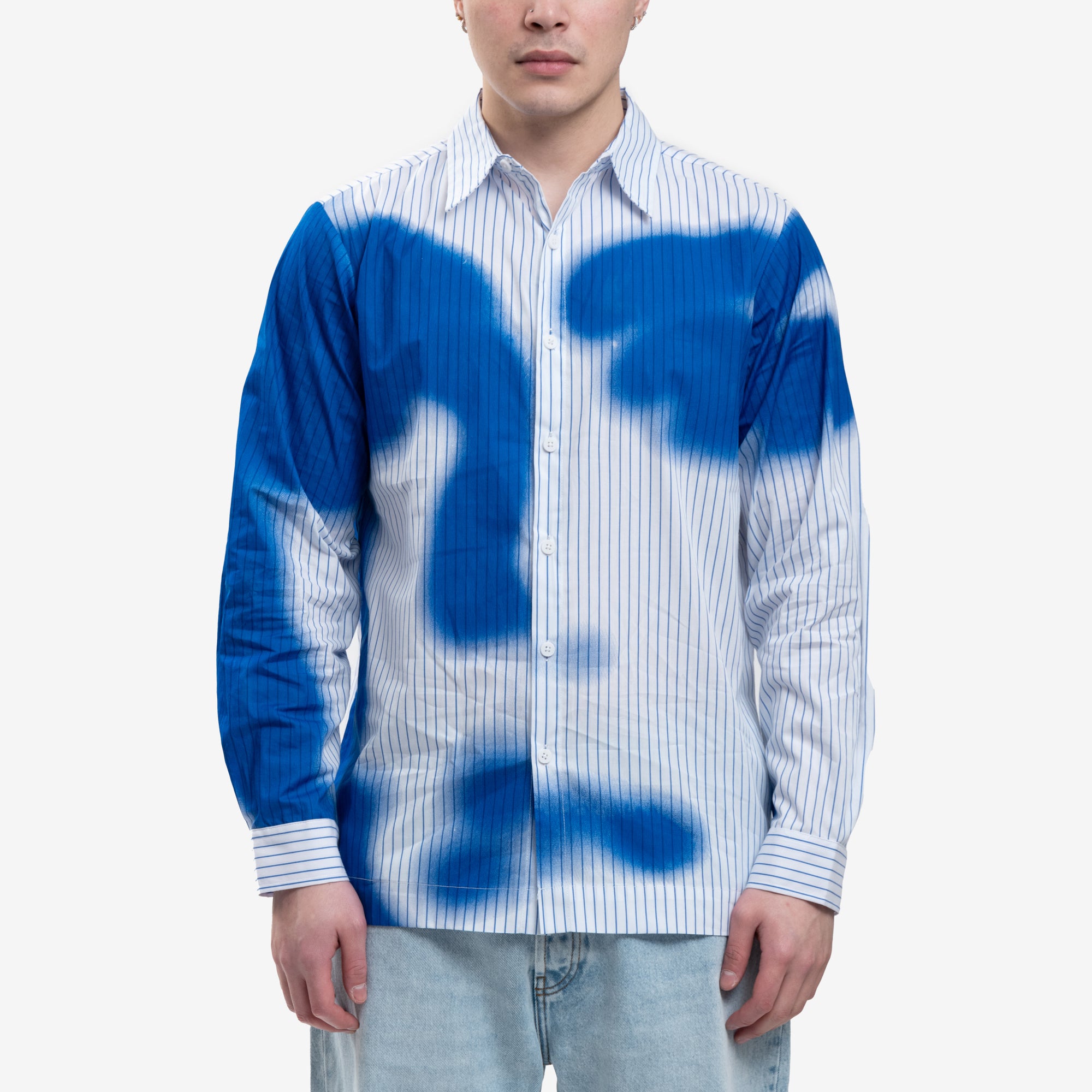 KidSuper Stripe Blurry Face Shirt White - 1