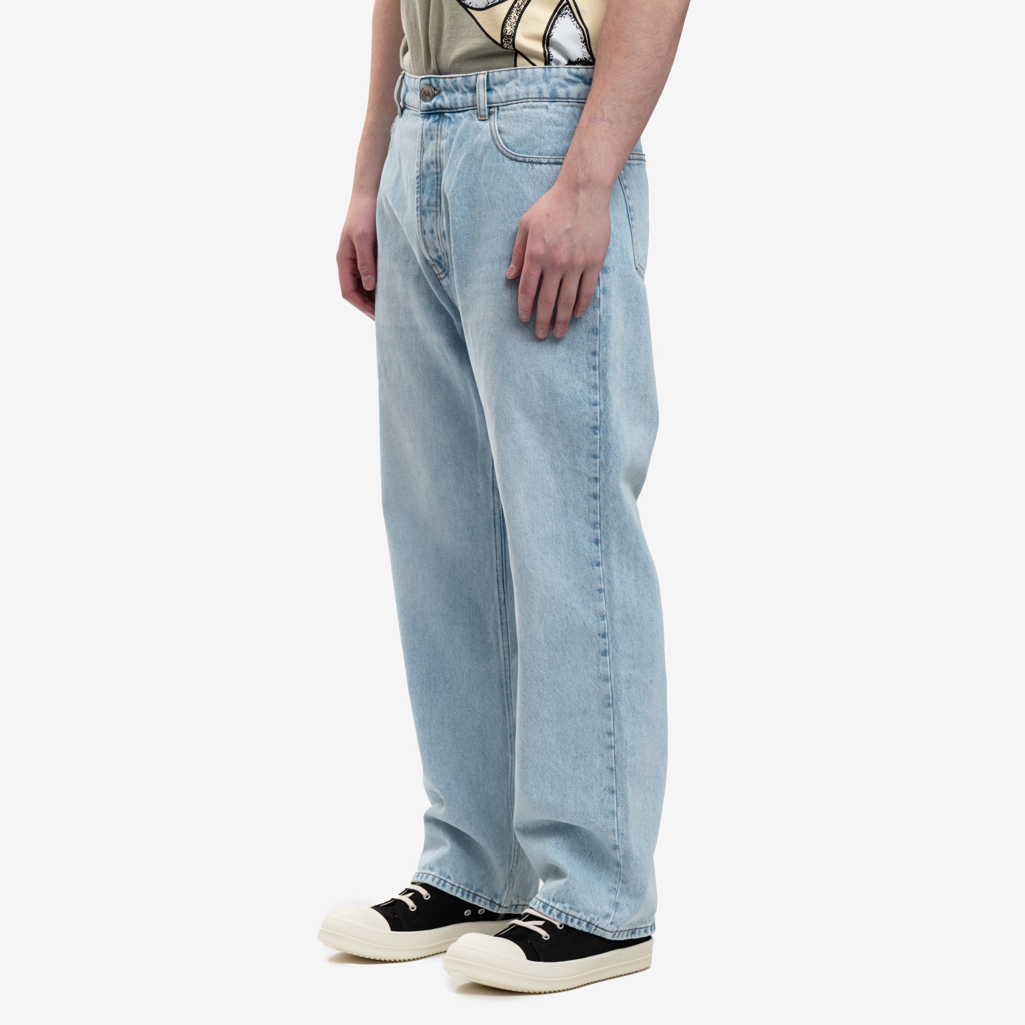 AMI Loose Fit Jeans Bleached Blue - 3