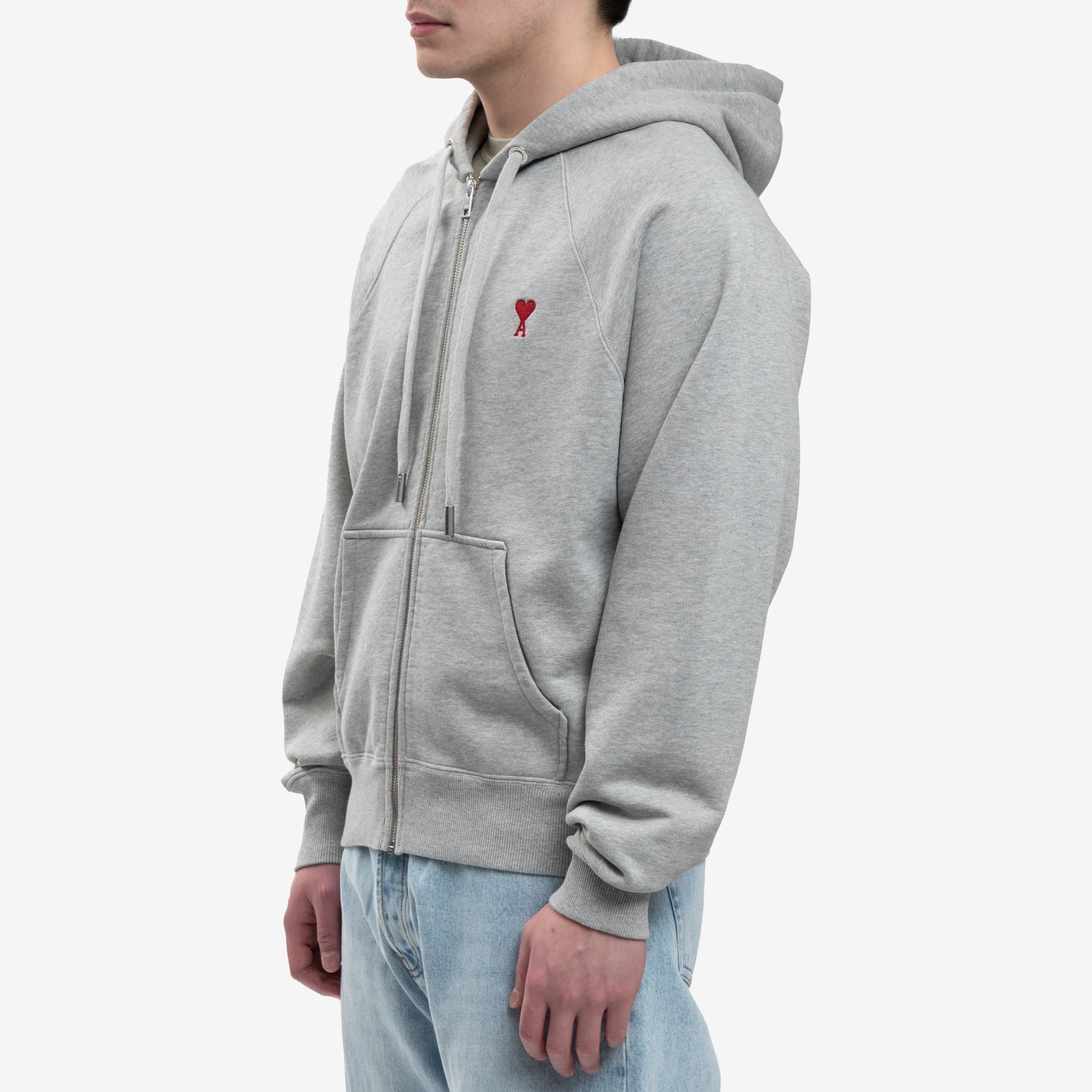 AMI ADC Zip Hoody Heather Ash Grey - 3