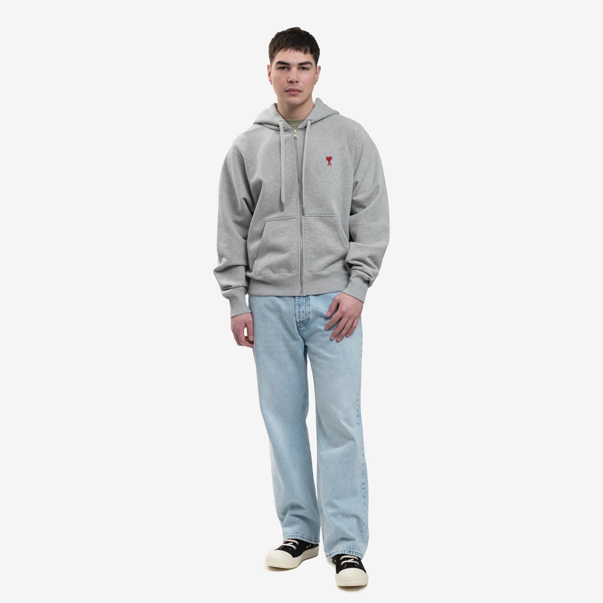 AMI ADC Zip Hoody Heather Ash Grey - 2
