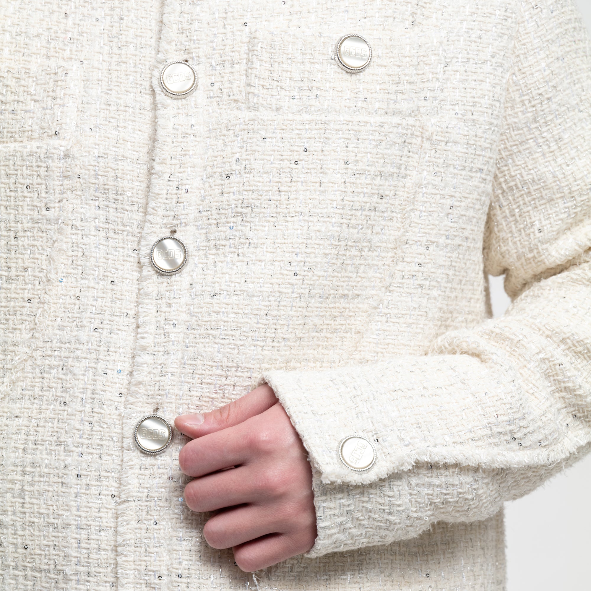 GCDS Tweed Jacket Off White - 6