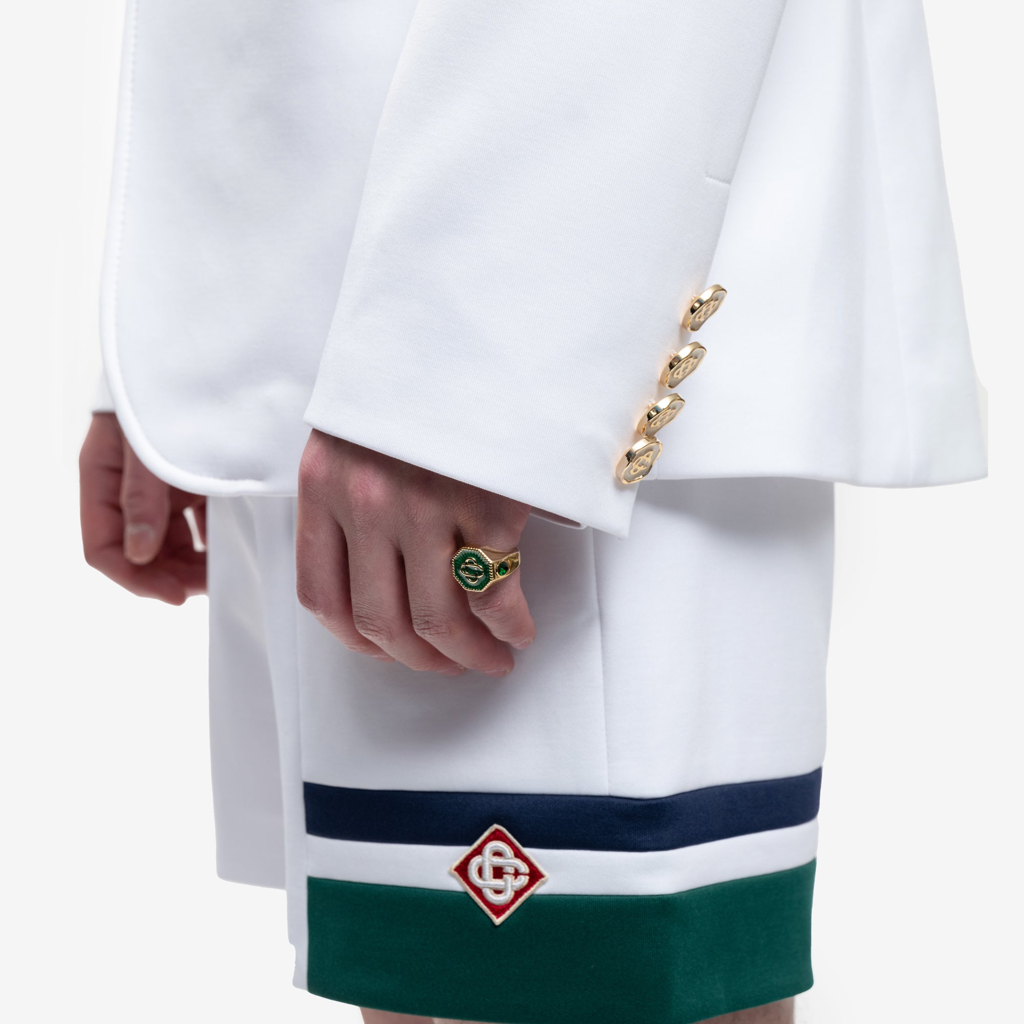 Casablanca Gold Plated Monogram Ring Green - 2