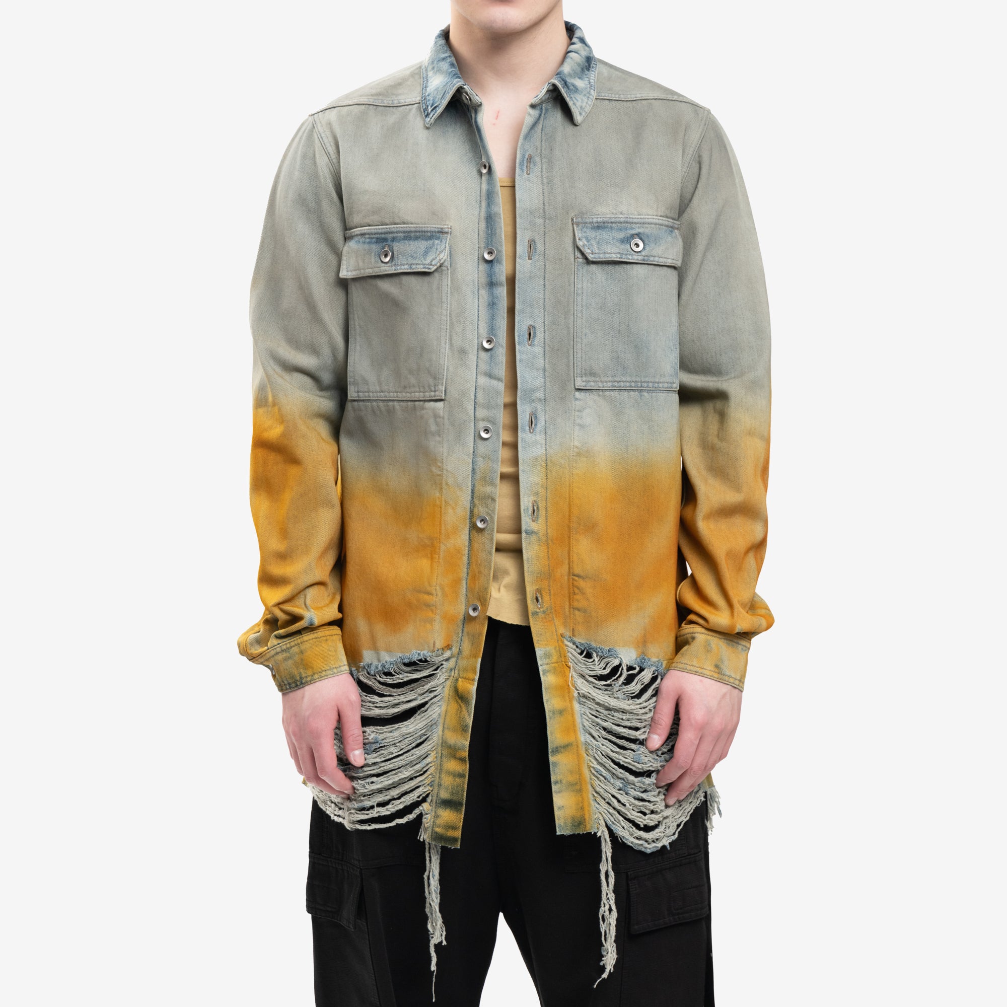 Rick Owens DRKSHDW Degrade Denim Outershirt Sky/Orange Degrade - 1