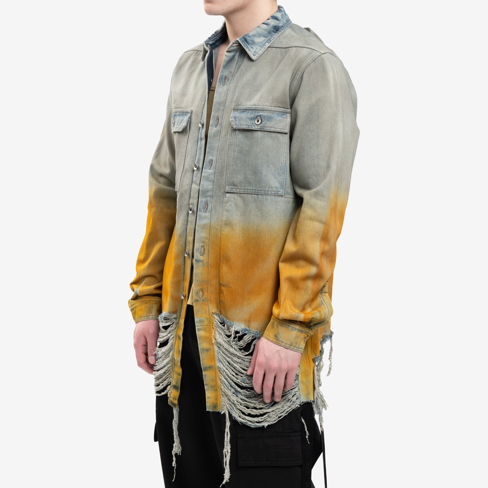 Rick Owens DRKSHDW Degrade Denim Outershirt Sky/Orange Degrade - 3