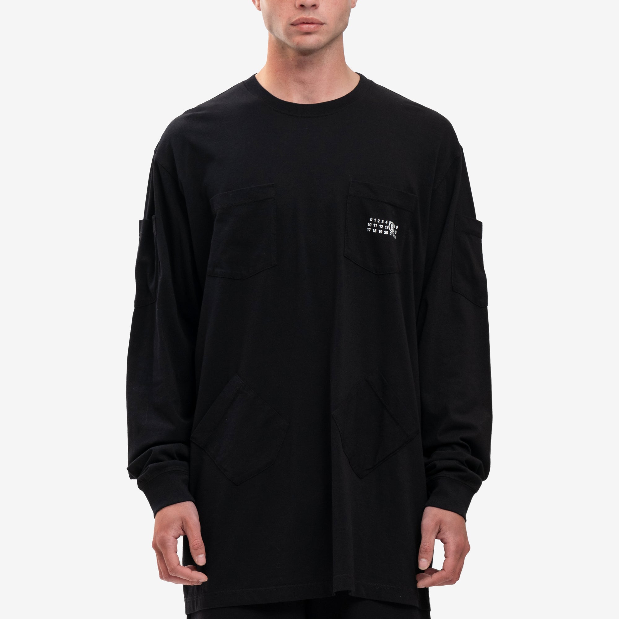 MM6 Long Sleeve Pocket T-Shirt Black - 1