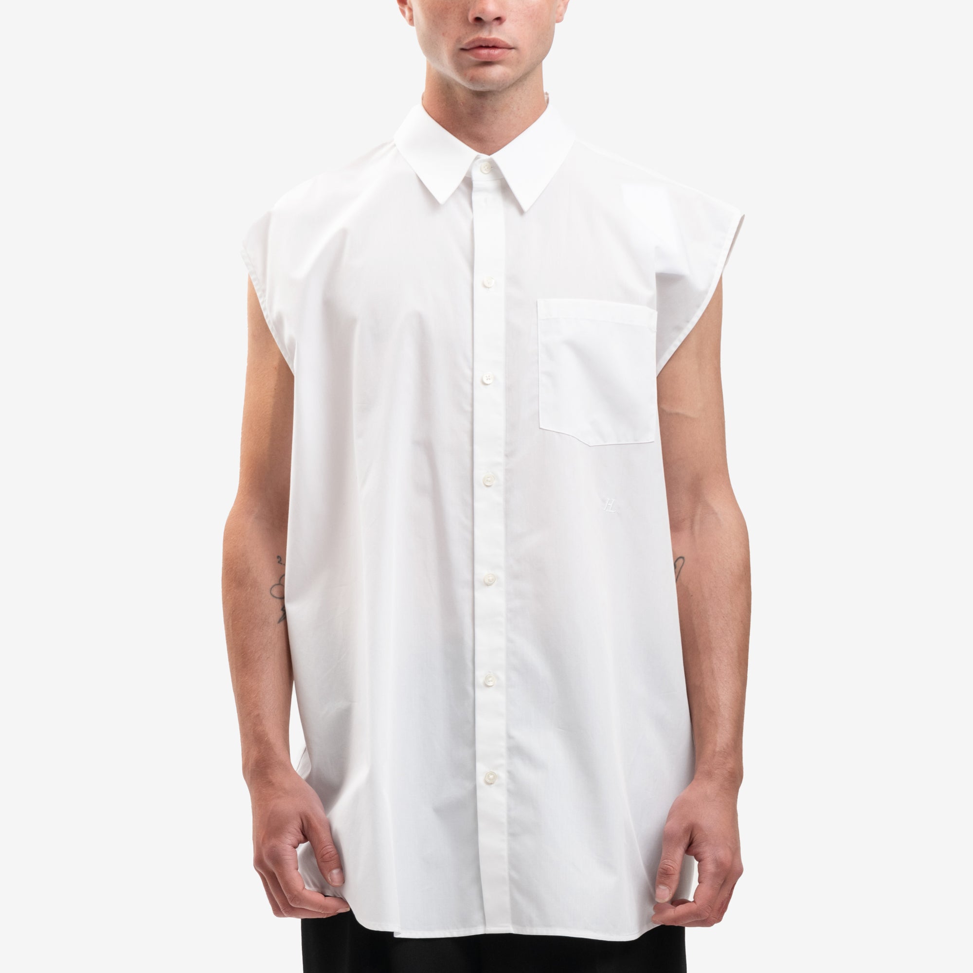 Helmut Lang Sleeveless Oversize Shirt White - 1