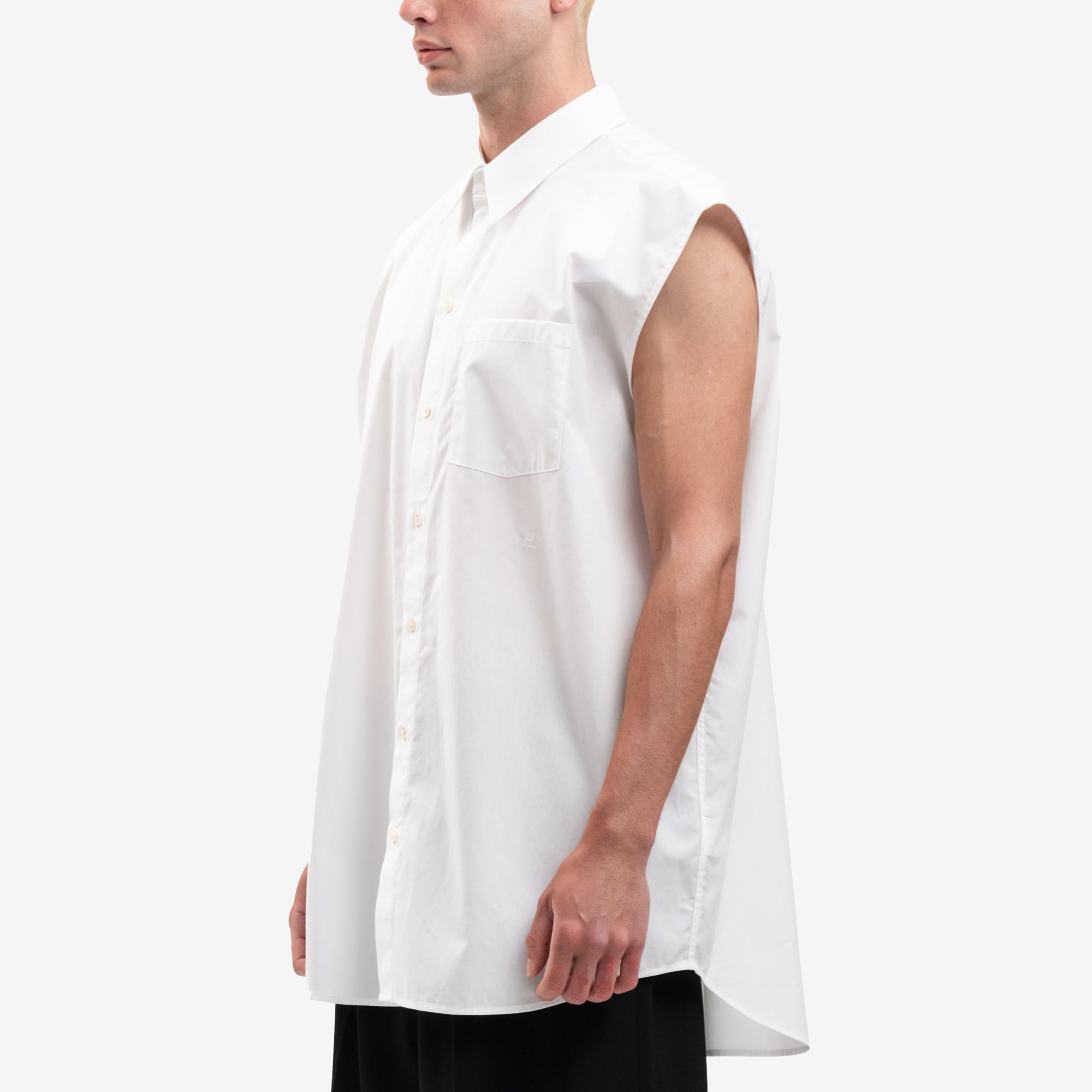 Helmut Lang Sleeveless Oversize Shirt White - 3