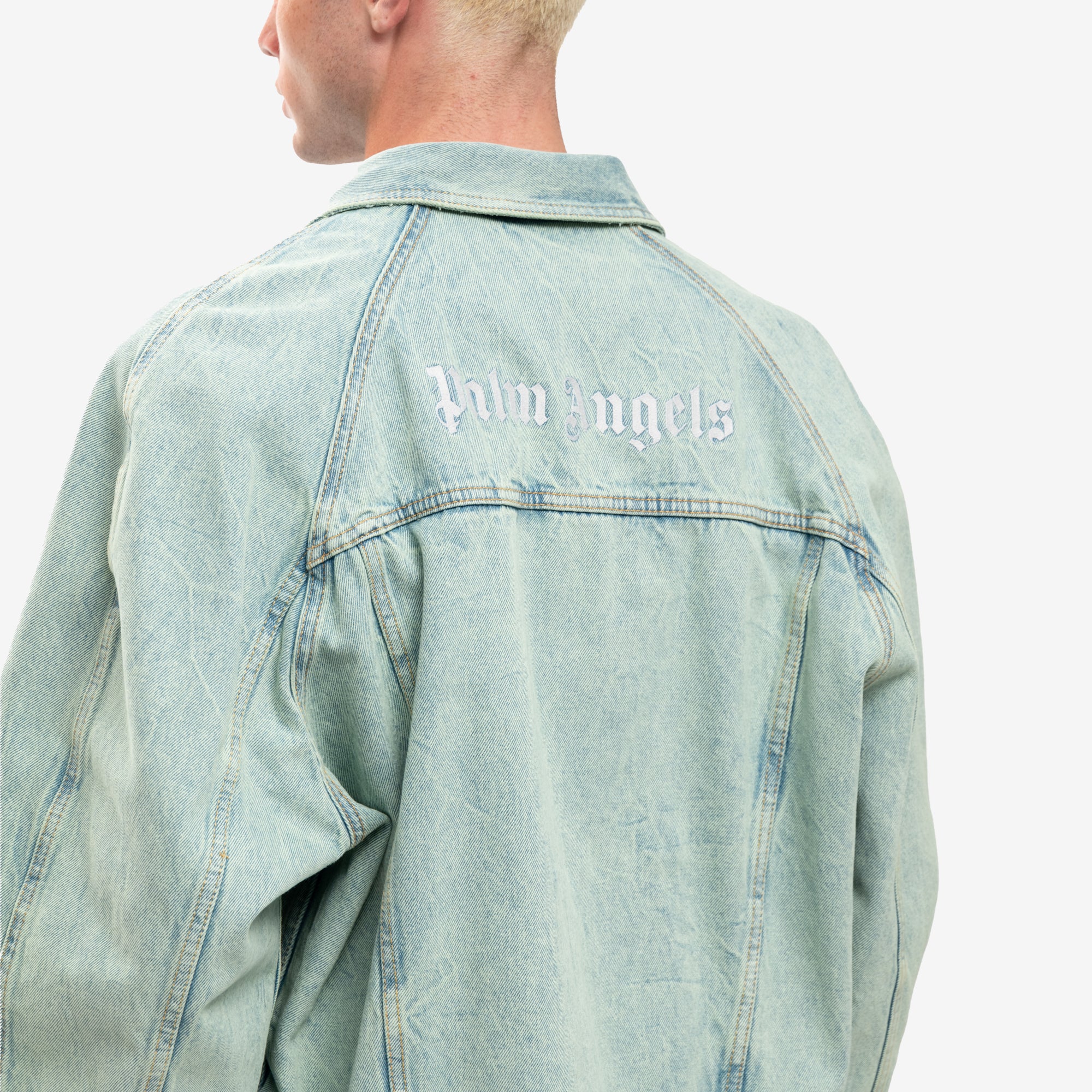Palm Angels Overdyed Logo Denim Jacket Mint - 5
