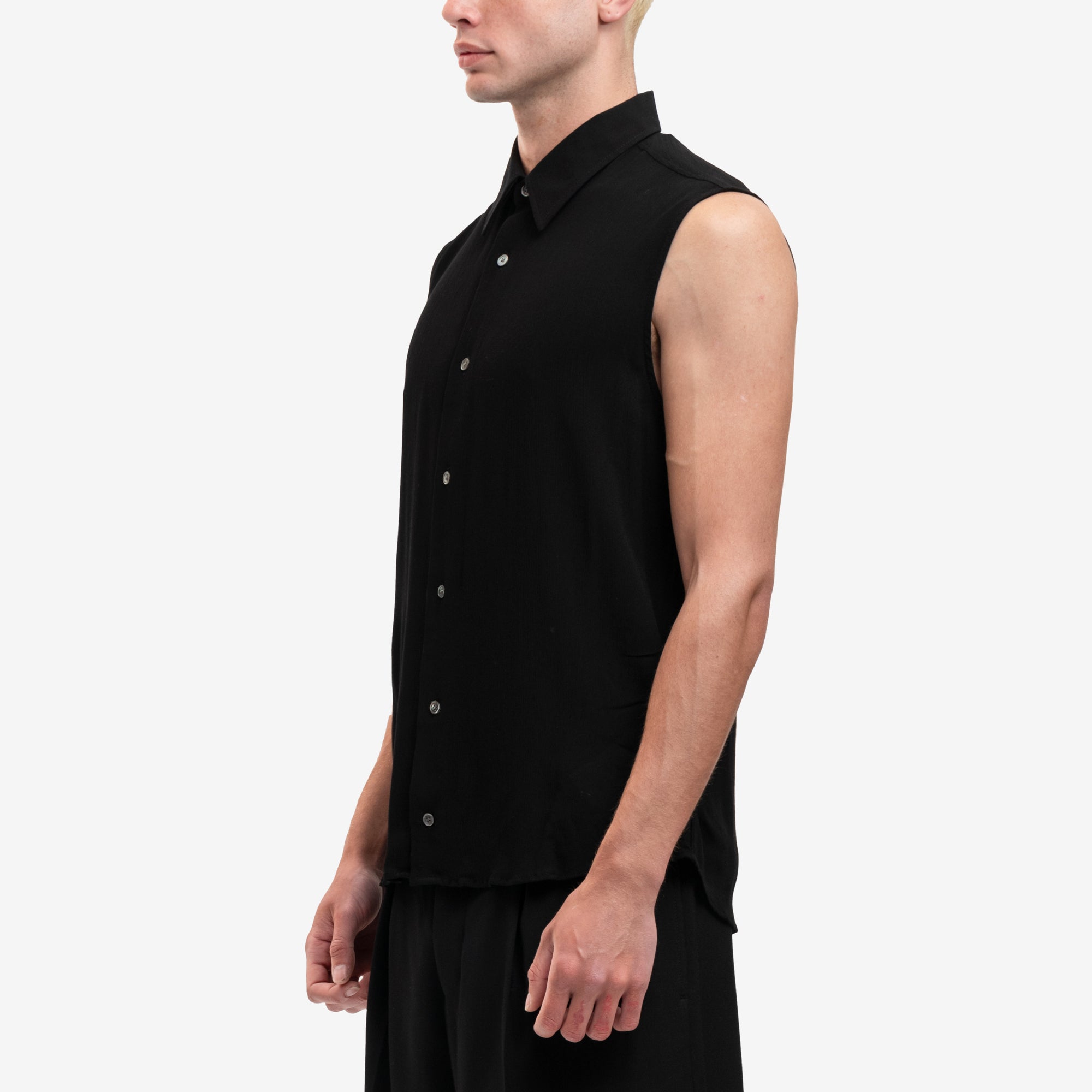 AMI Chemise Fit Sleeveless Shirt Black - 3