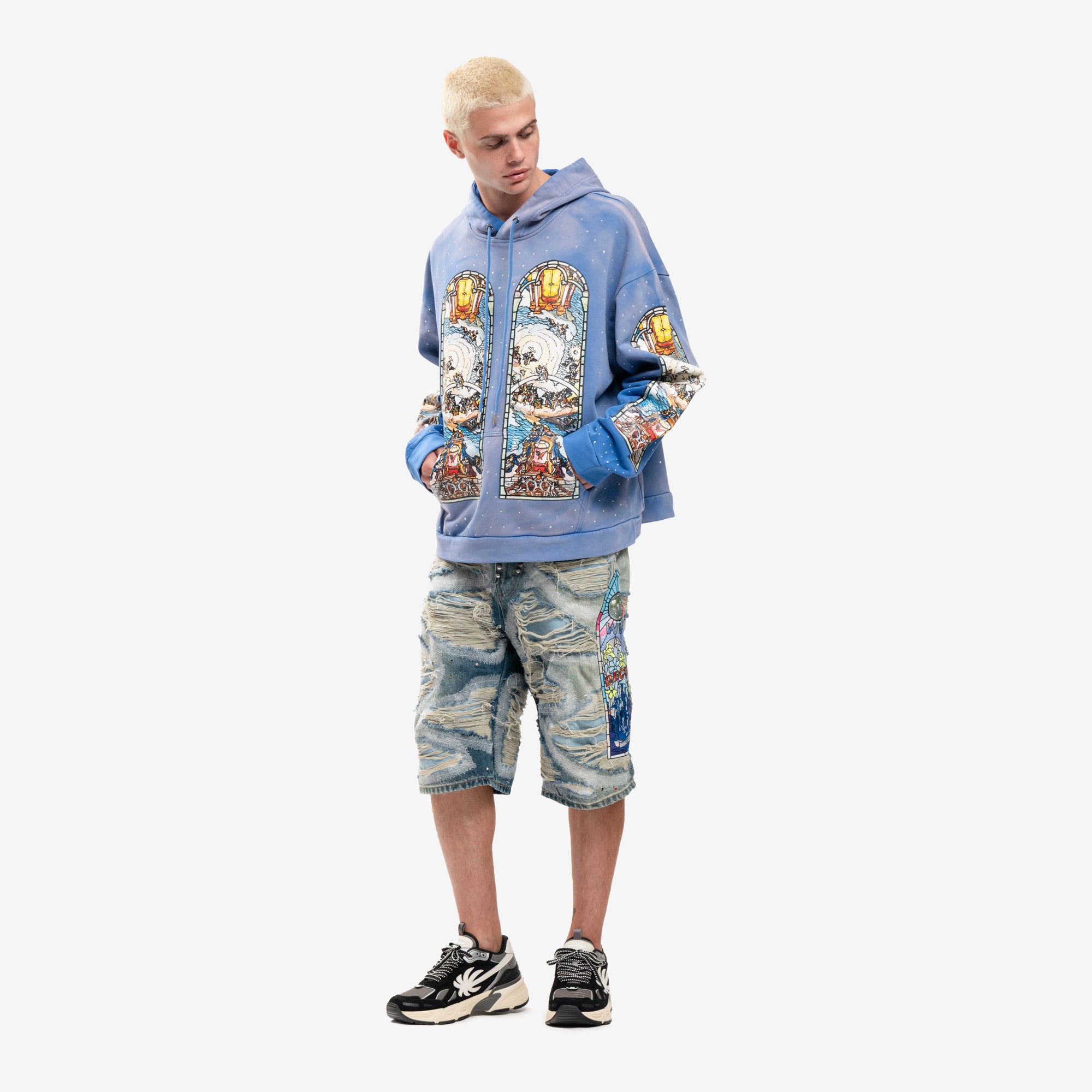 Who Decides War Chalice Embroidered Hoody Indigo - 2