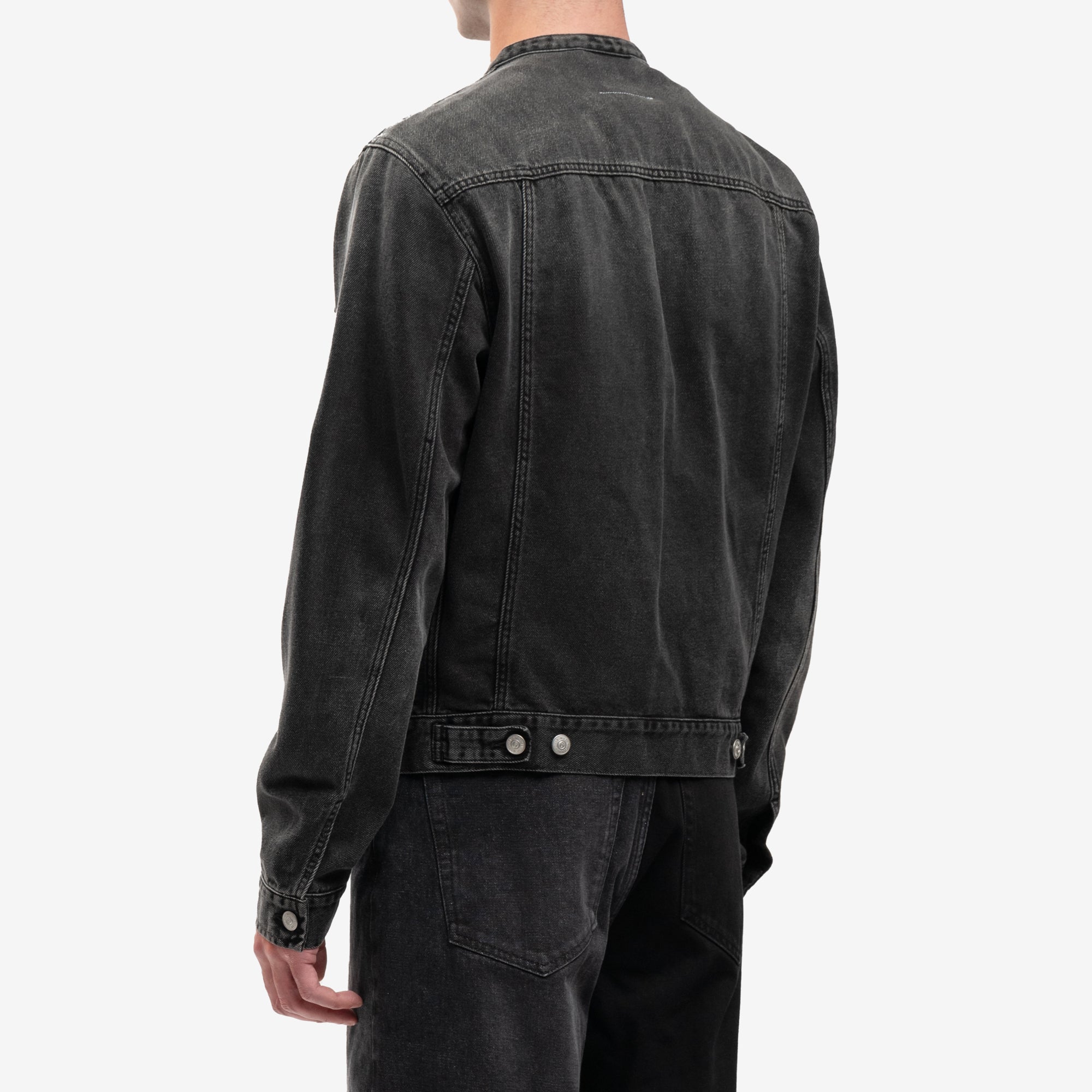 MM6 Collarless Denim Jacket Grey - 4