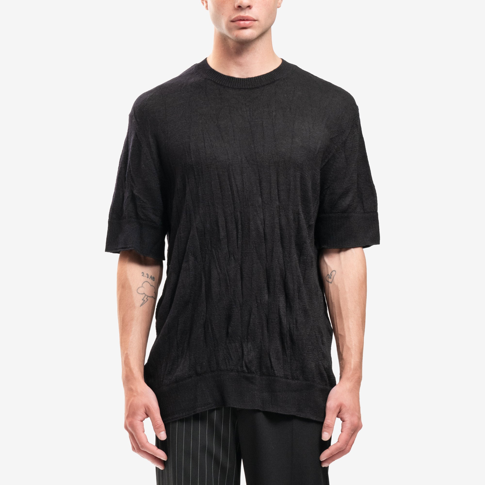 Helmut Lang Crush Knit T-Shirt Black - 1