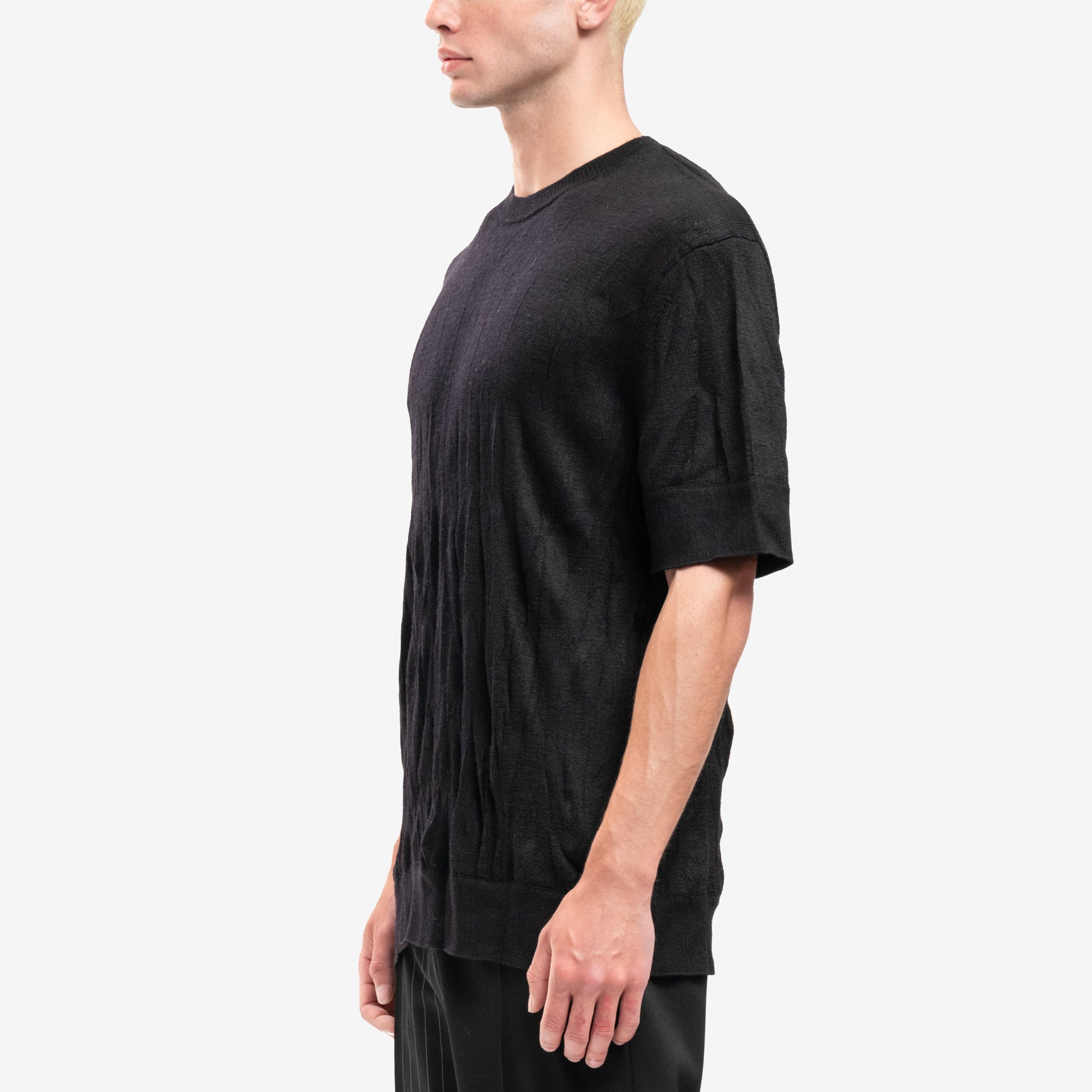 Helmut Lang Crush Knit T-Shirt Black - 3