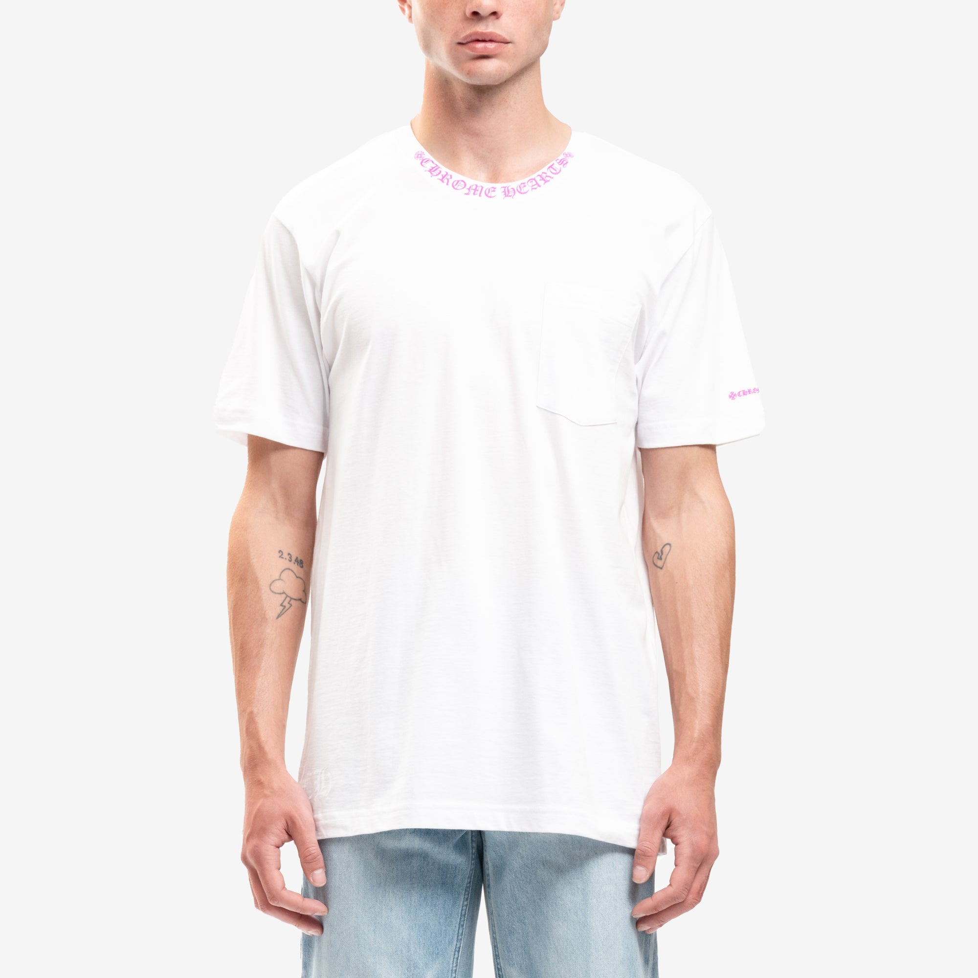 Chrome Hearts Purple Collar Script T-Shirt White - 1