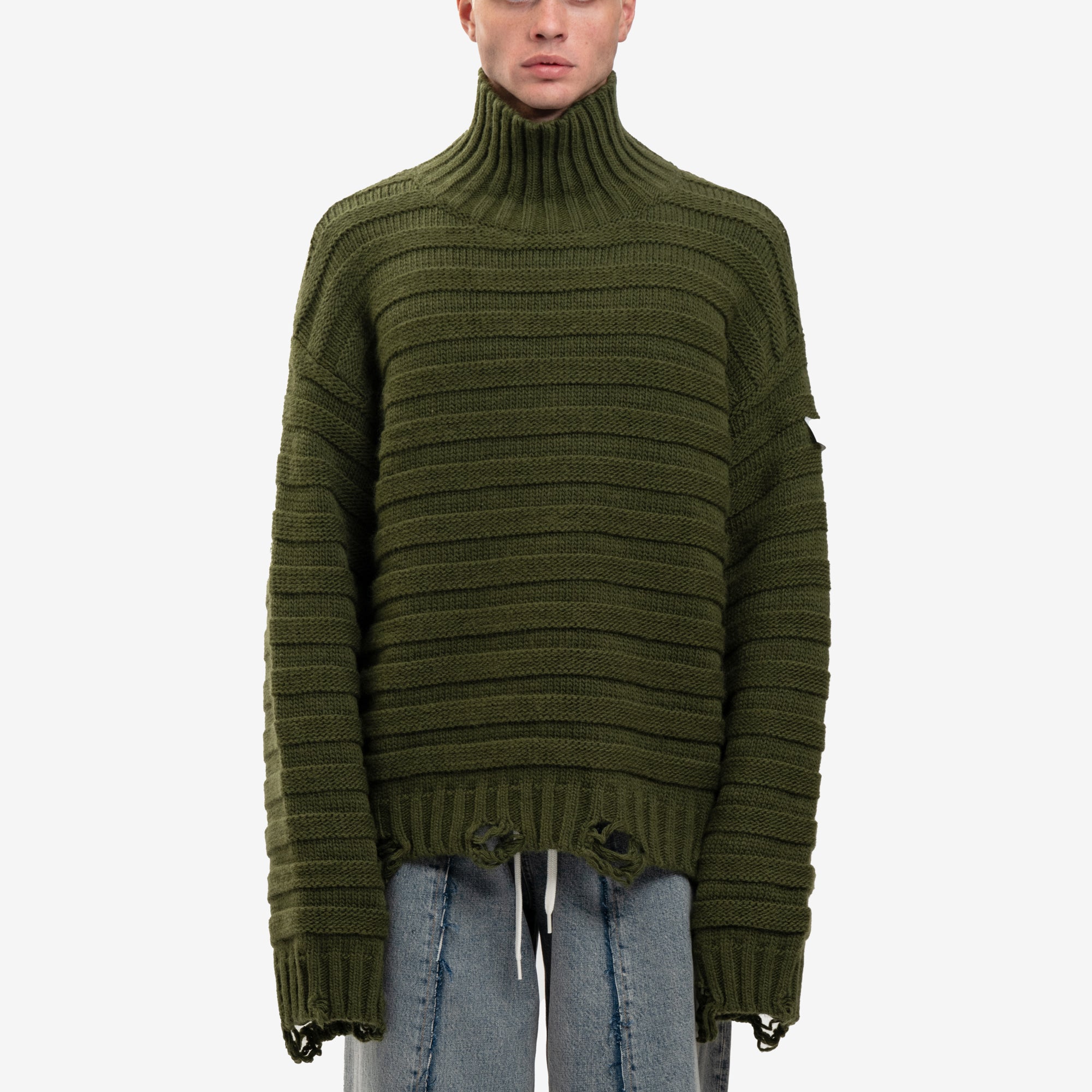 Maison Margiela MM6 Mens Horizontal Link Sweater in Khaki Green