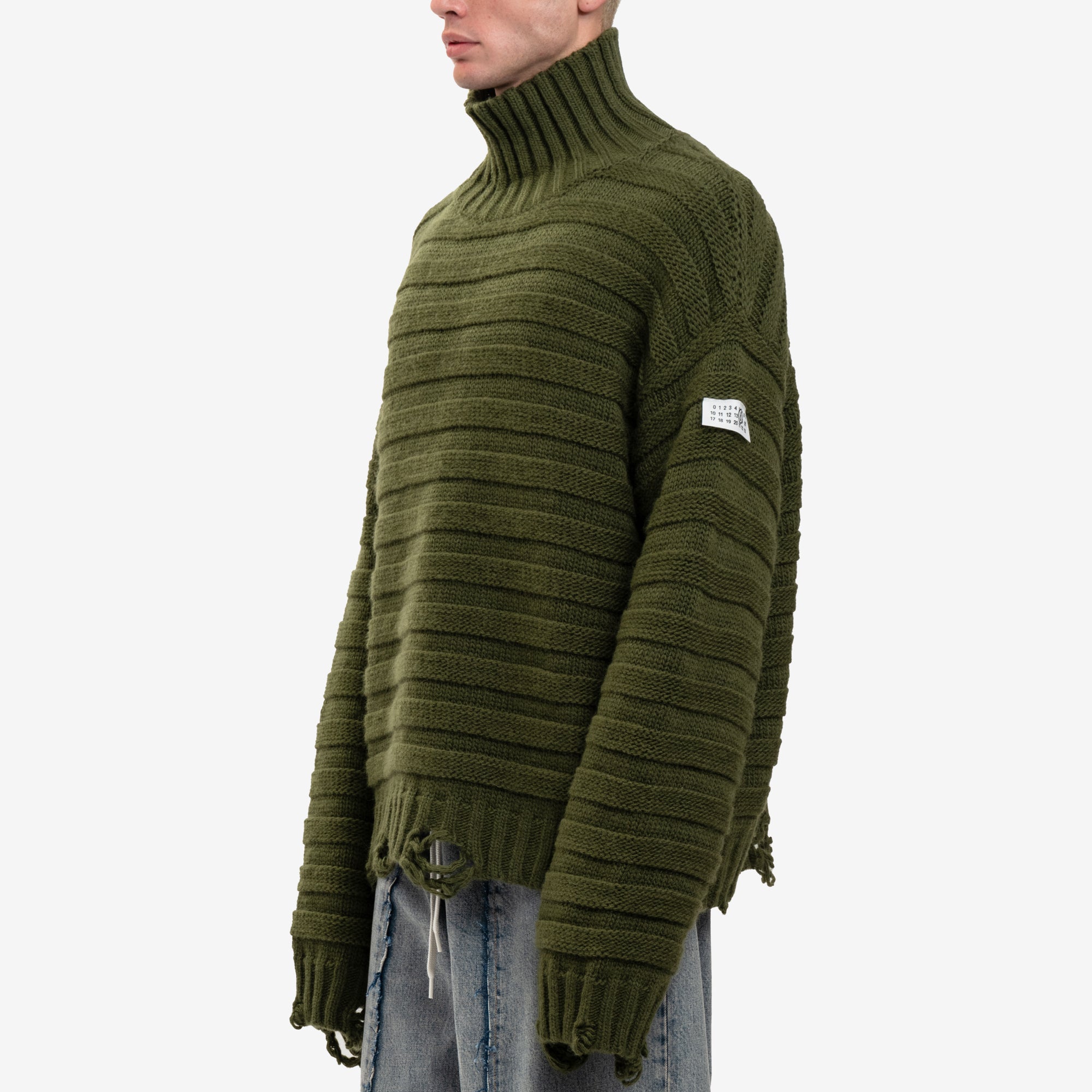MM6 Horizontal Link Sweater Khaki Green - 3