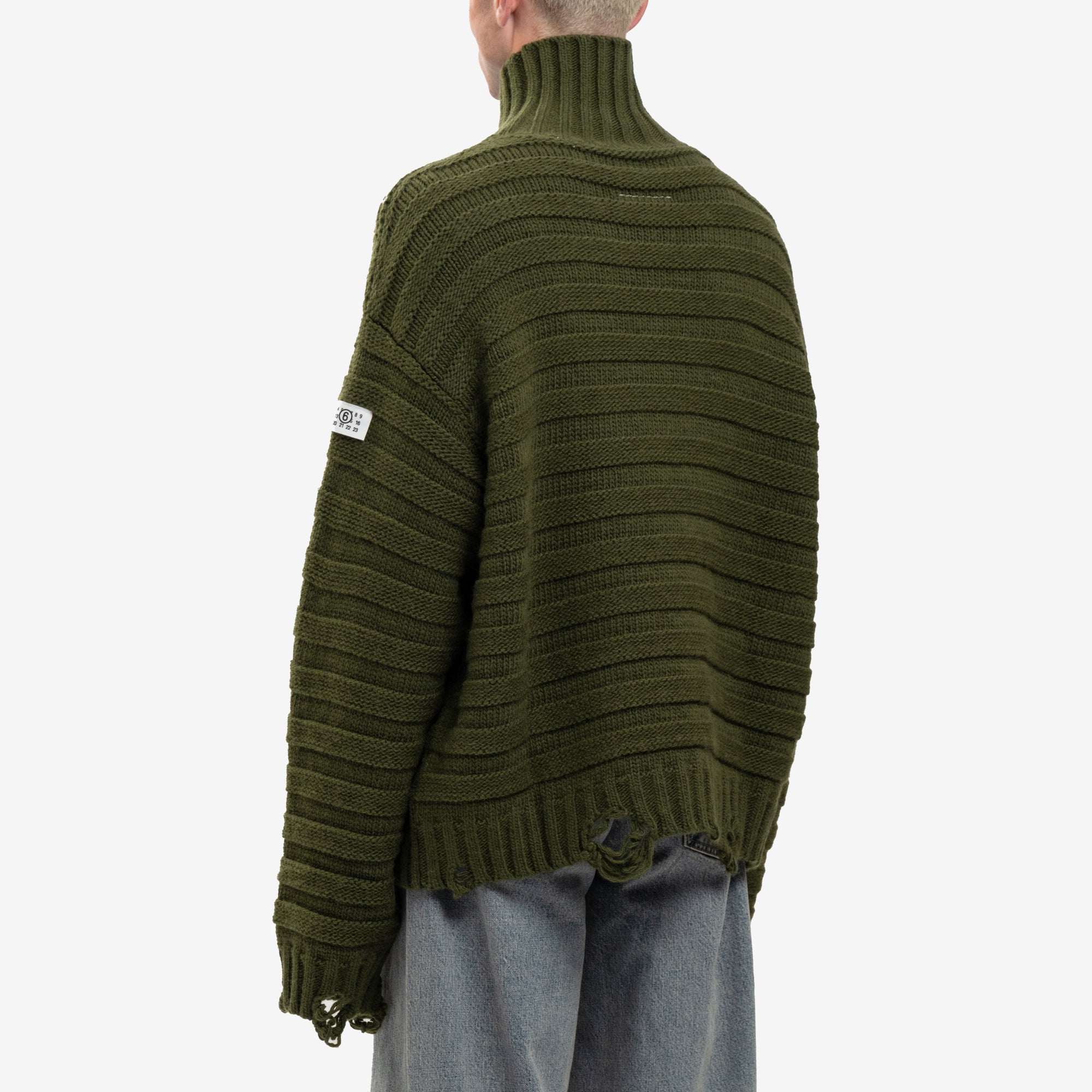 MM6 Horizontal Link Sweater Khaki Green - 4