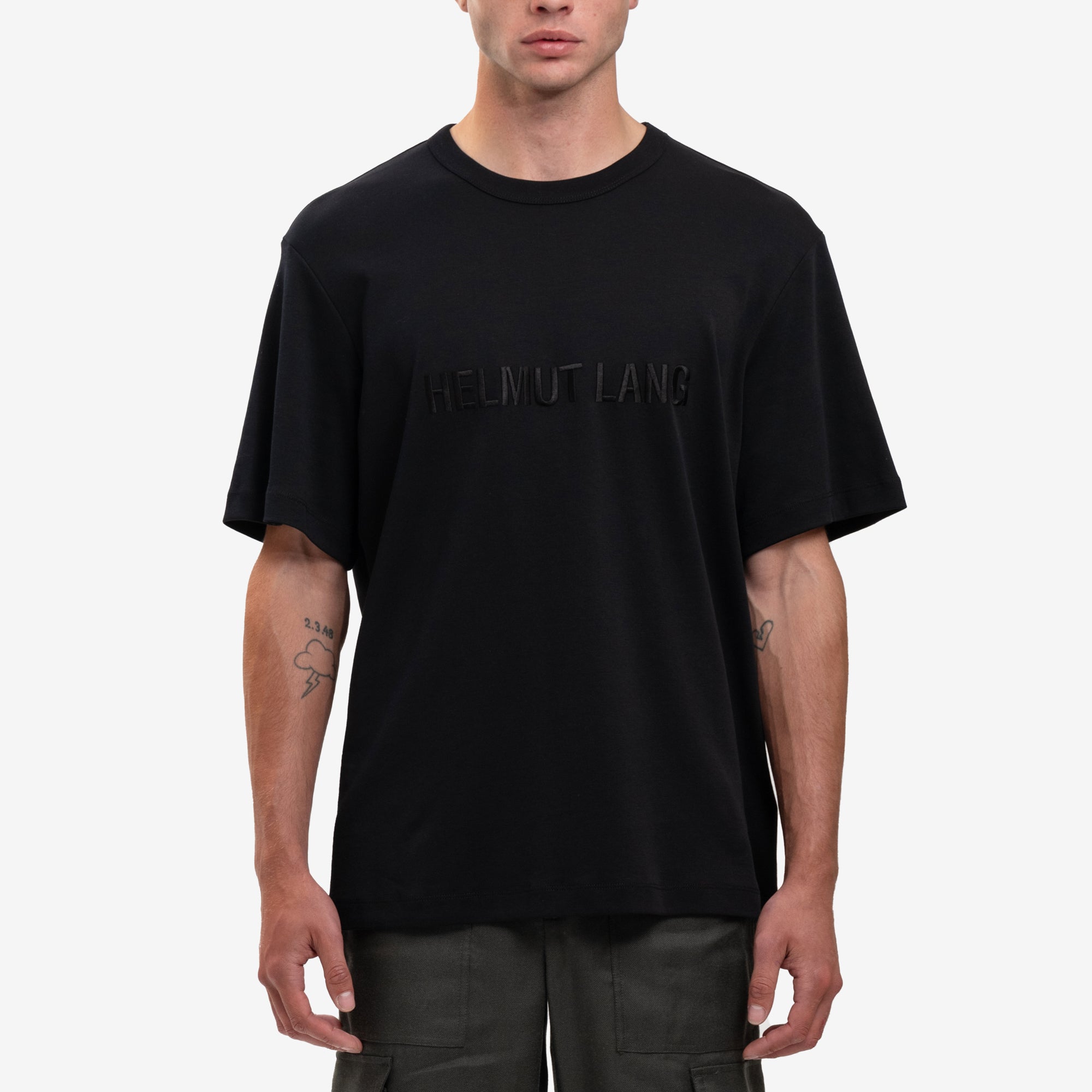 Helmut Lang Tonal Logo Heavy Cotton Tee Black - 1