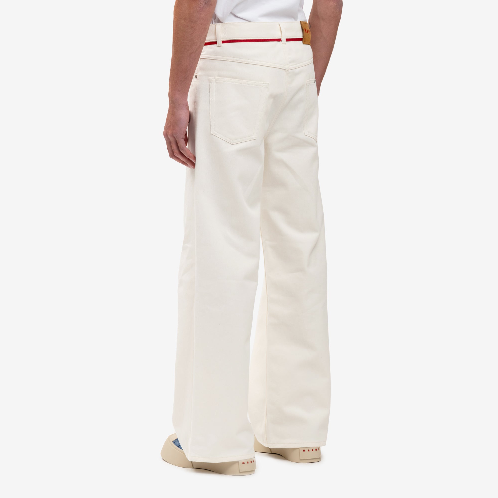 MARNI Stitch Logo Lace Belt Jeans Lily White - 5