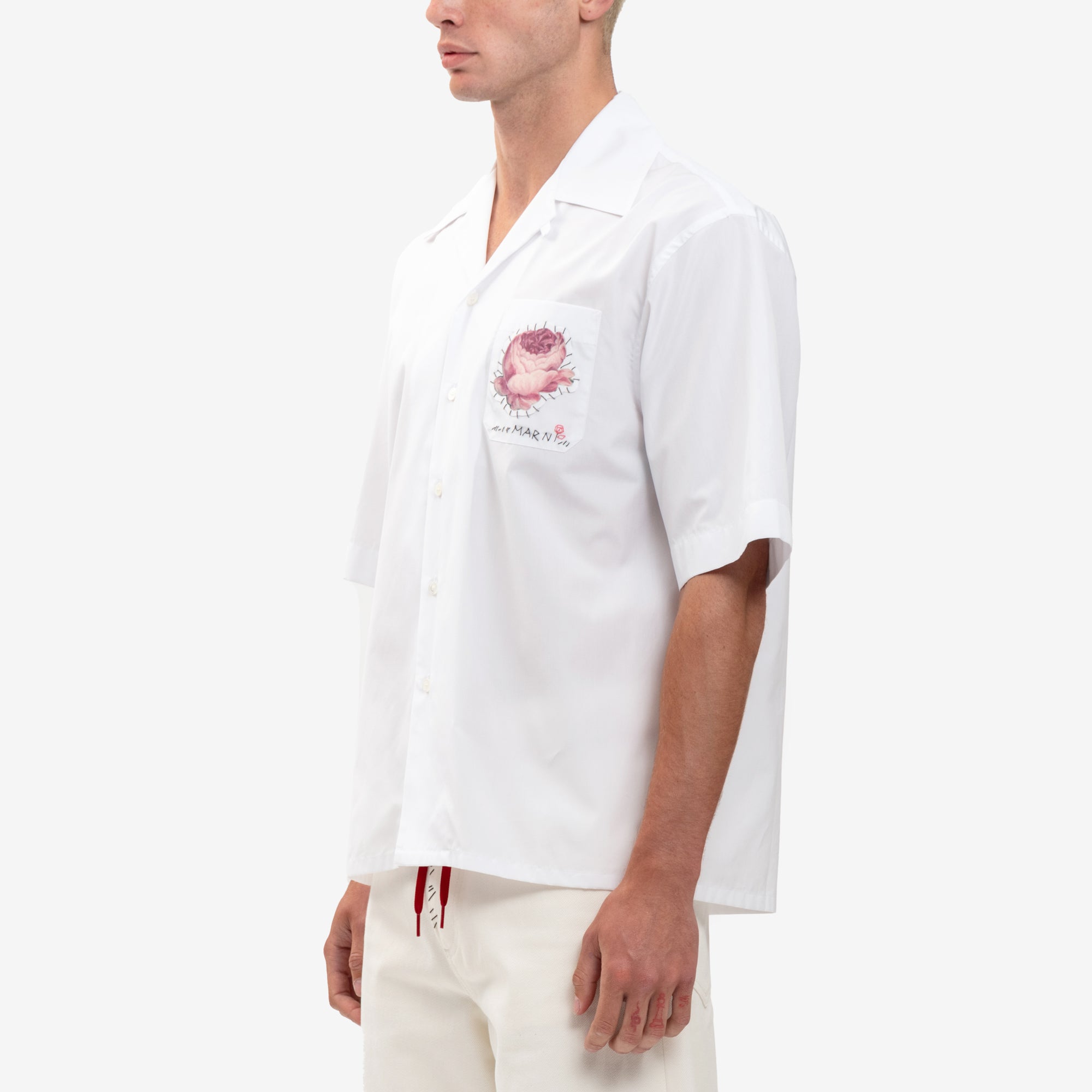 MARNI Flower Pocket Bowling Shirt Lily White - 3