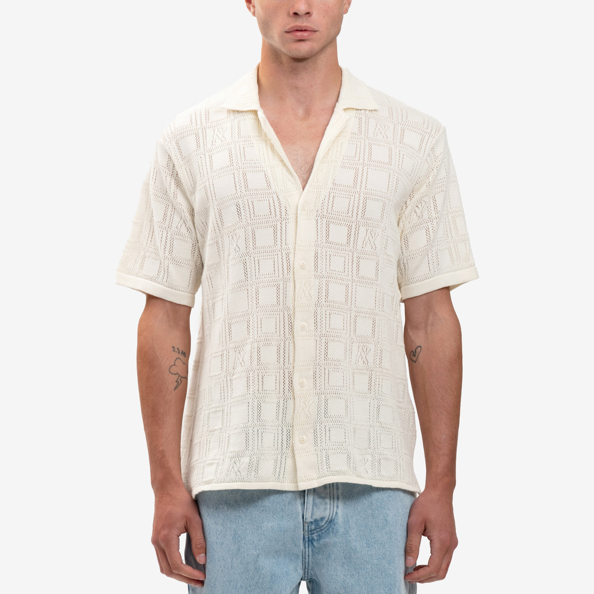Represent Clo Mens Lace Knit Shirt in Chalk