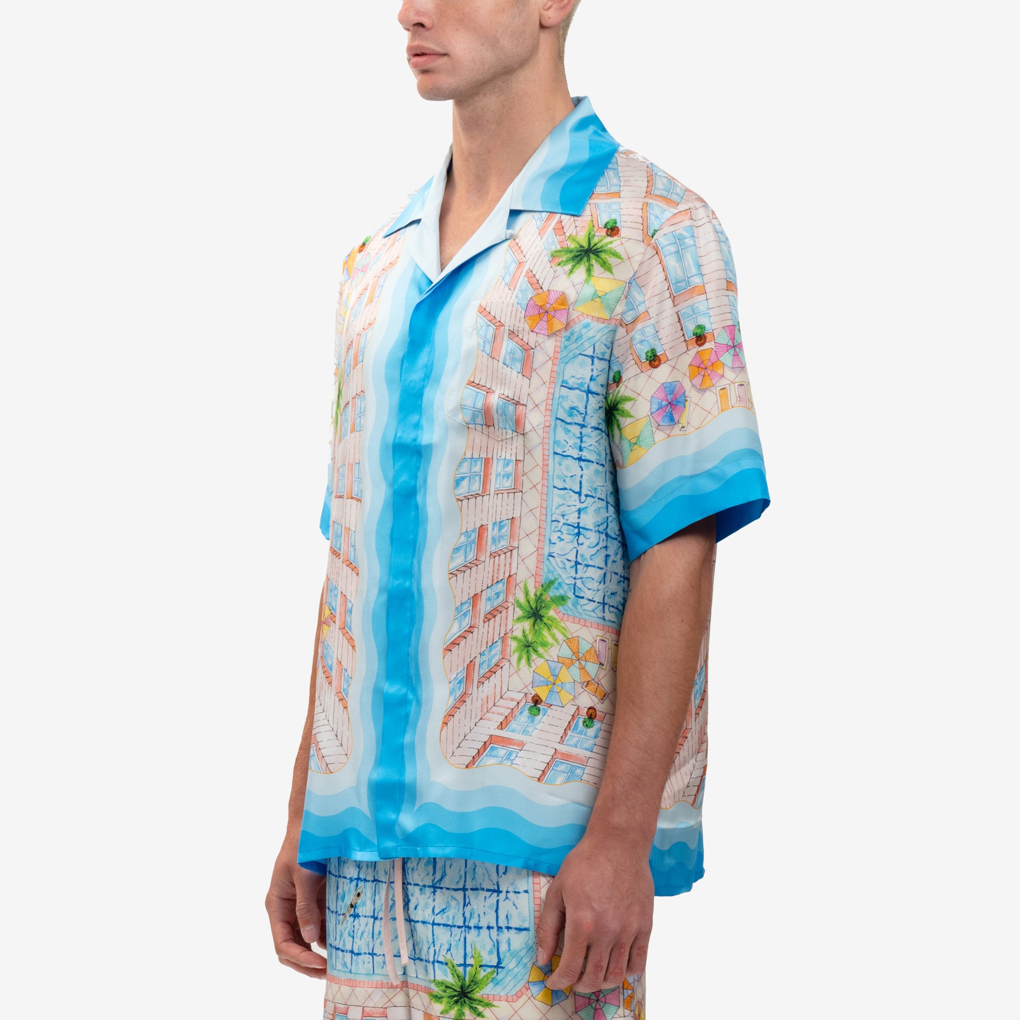 Casablanca Le Plongeon SS Silk Shirt Blue - 3