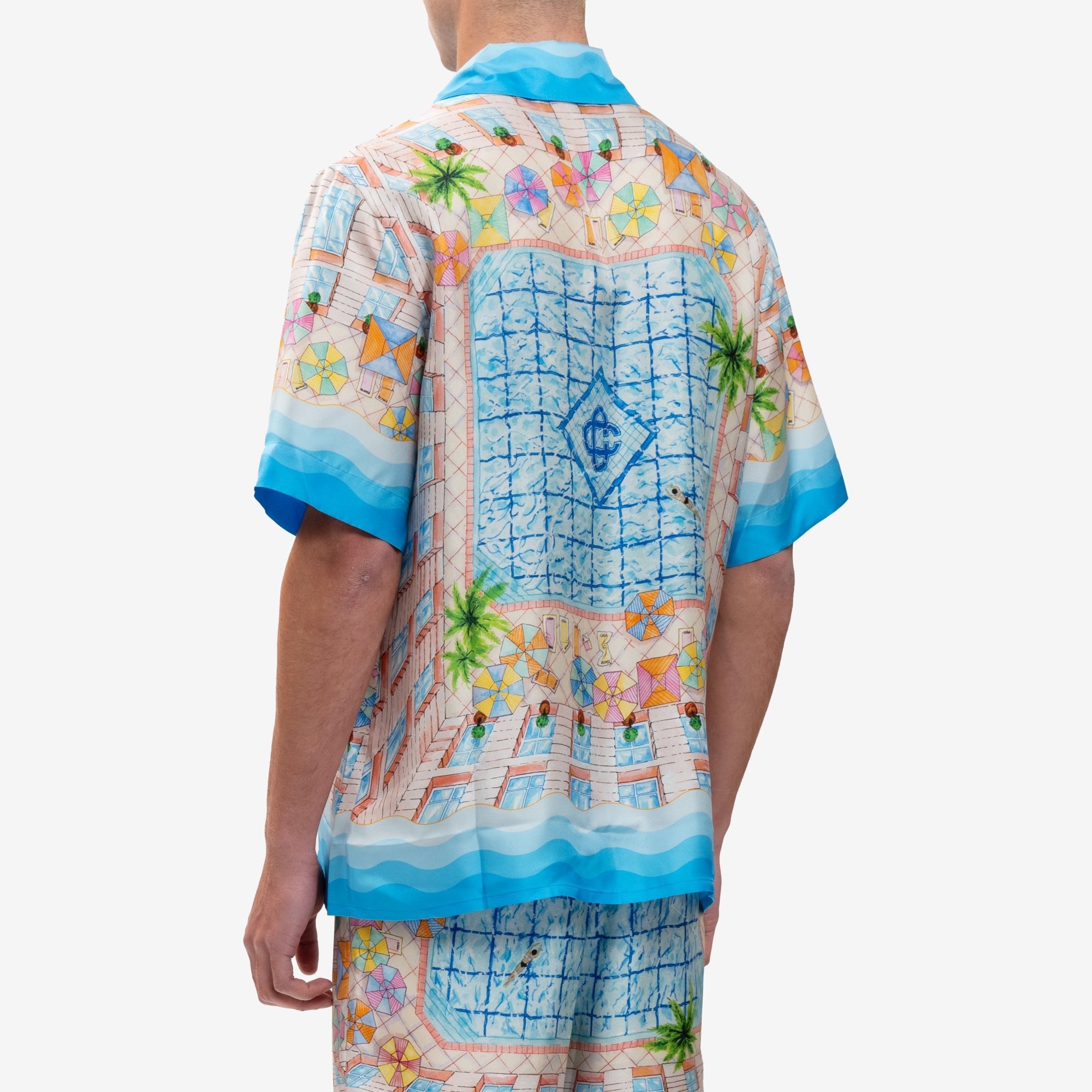 Casablanca Le Plongeon SS Silk Shirt Blue - 4