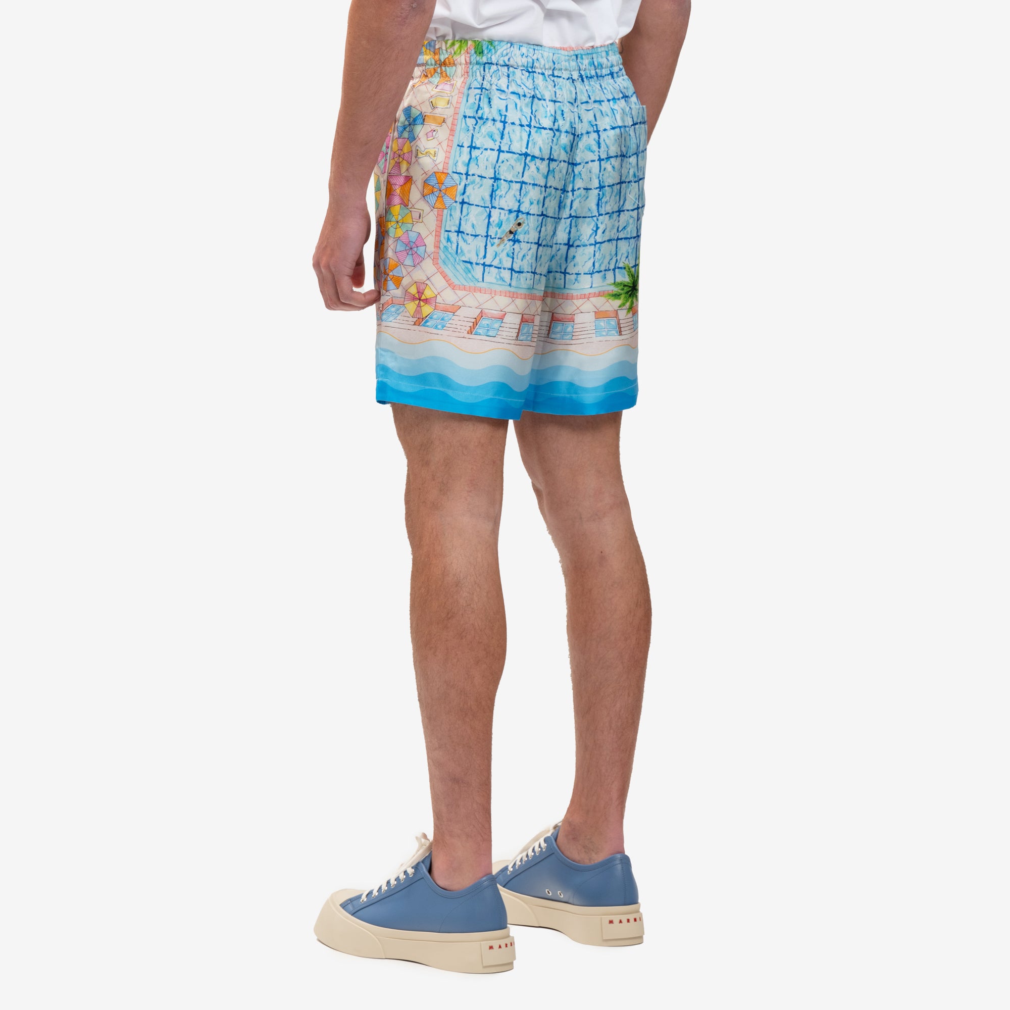 Casablanca Le Plongeon Silk Shorts Blue - 4