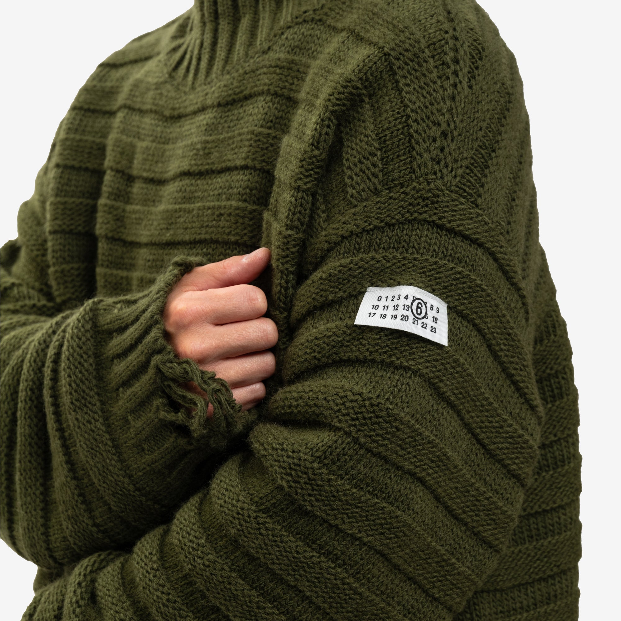 MM6 Horizontal Link Sweater Khaki Green - 5