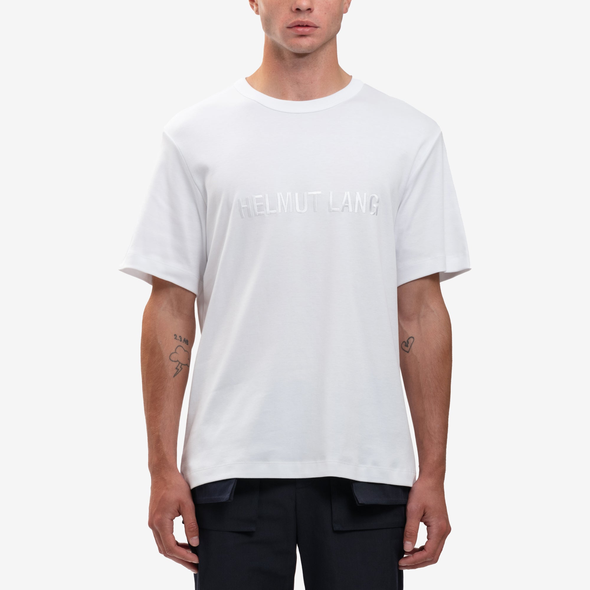 Helmut Lang Tonal Logo Heavy Cotton Tee White - 1