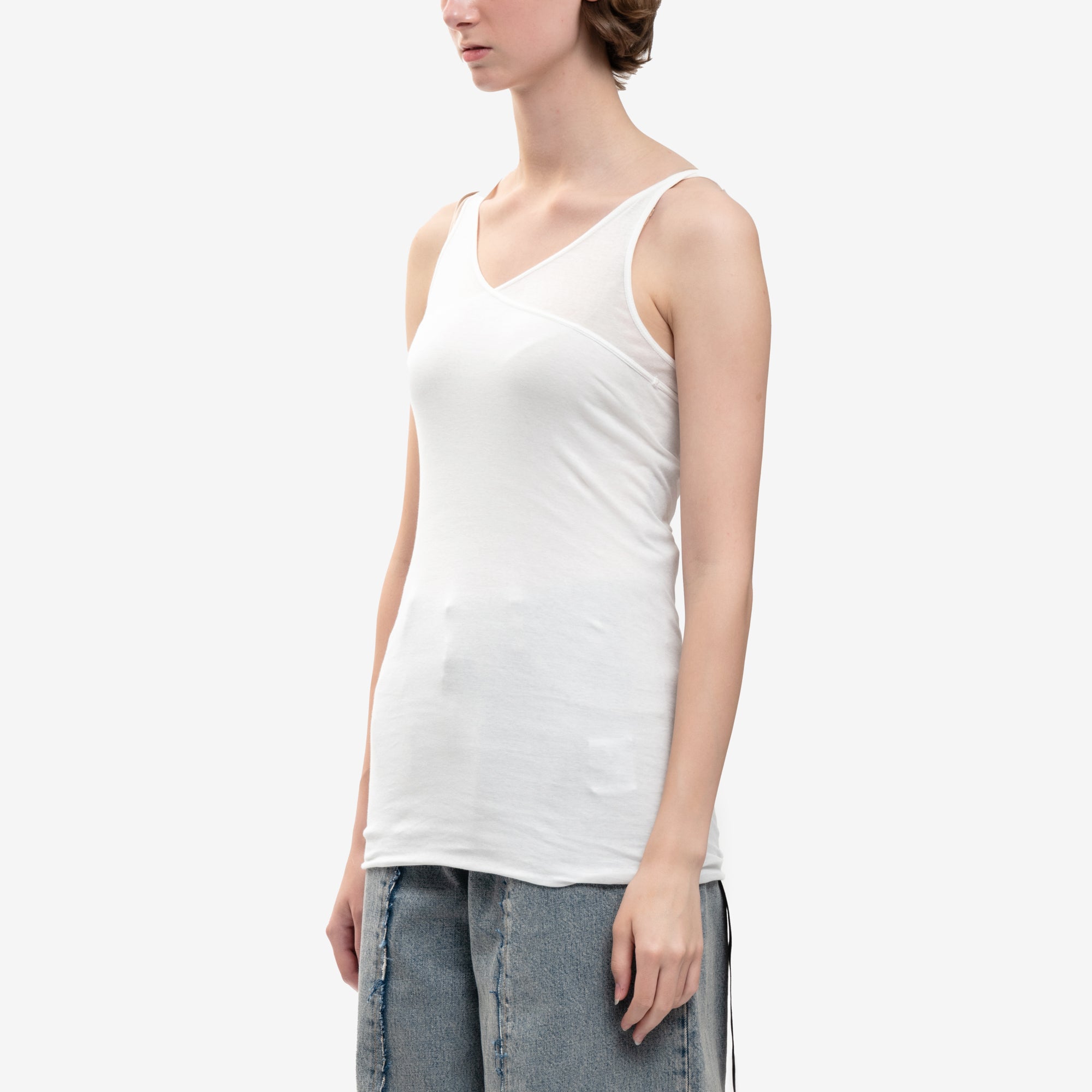 Rick Owens DRKSHDW Womens Double Ziggy Banana Tank Top Milk - 3