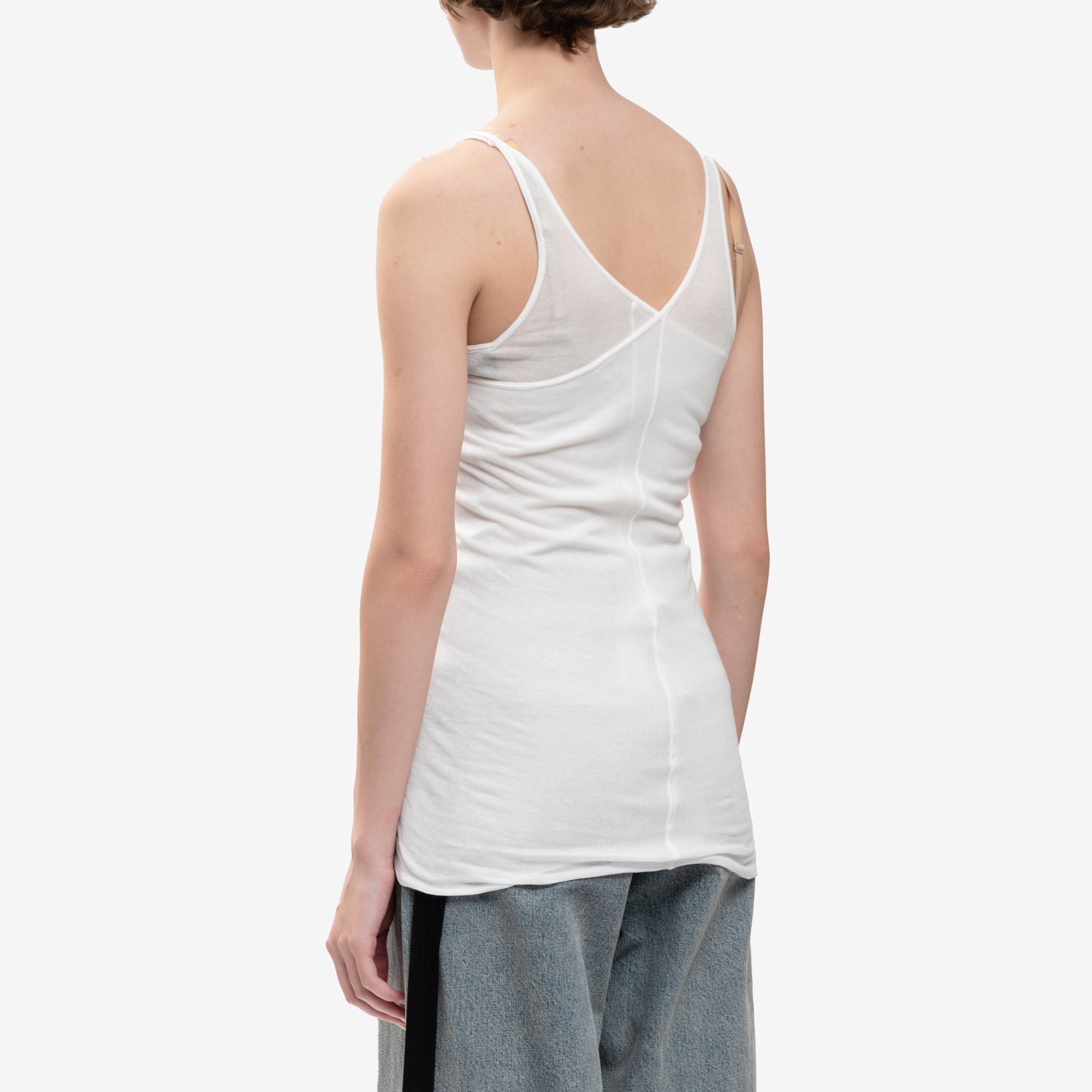 Rick Owens DRKSHDW Womens Double Ziggy Banana Tank Top Milk - 4