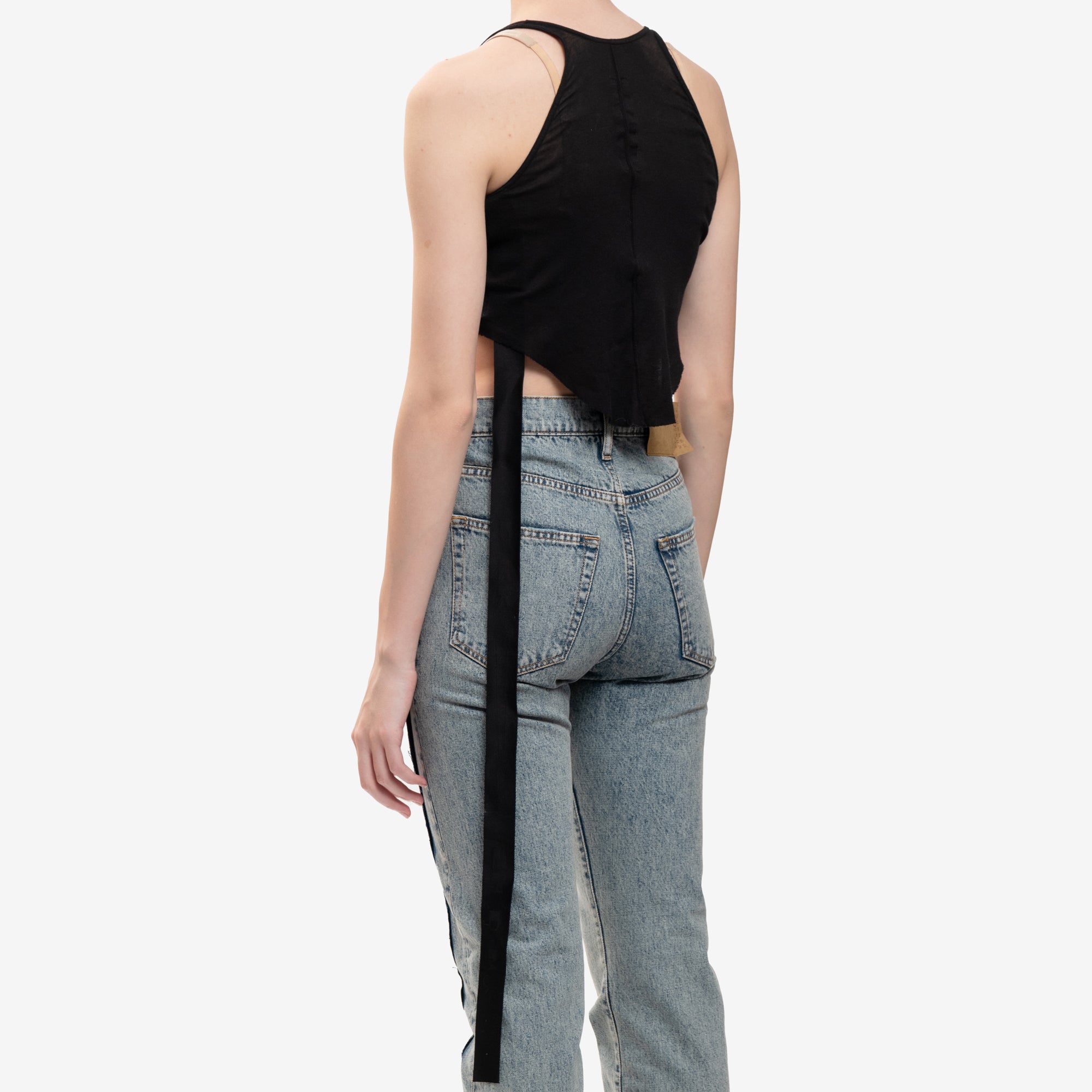 Rick Owens DRKSHDW Womens Basic Cropped Tank Top Black - 4