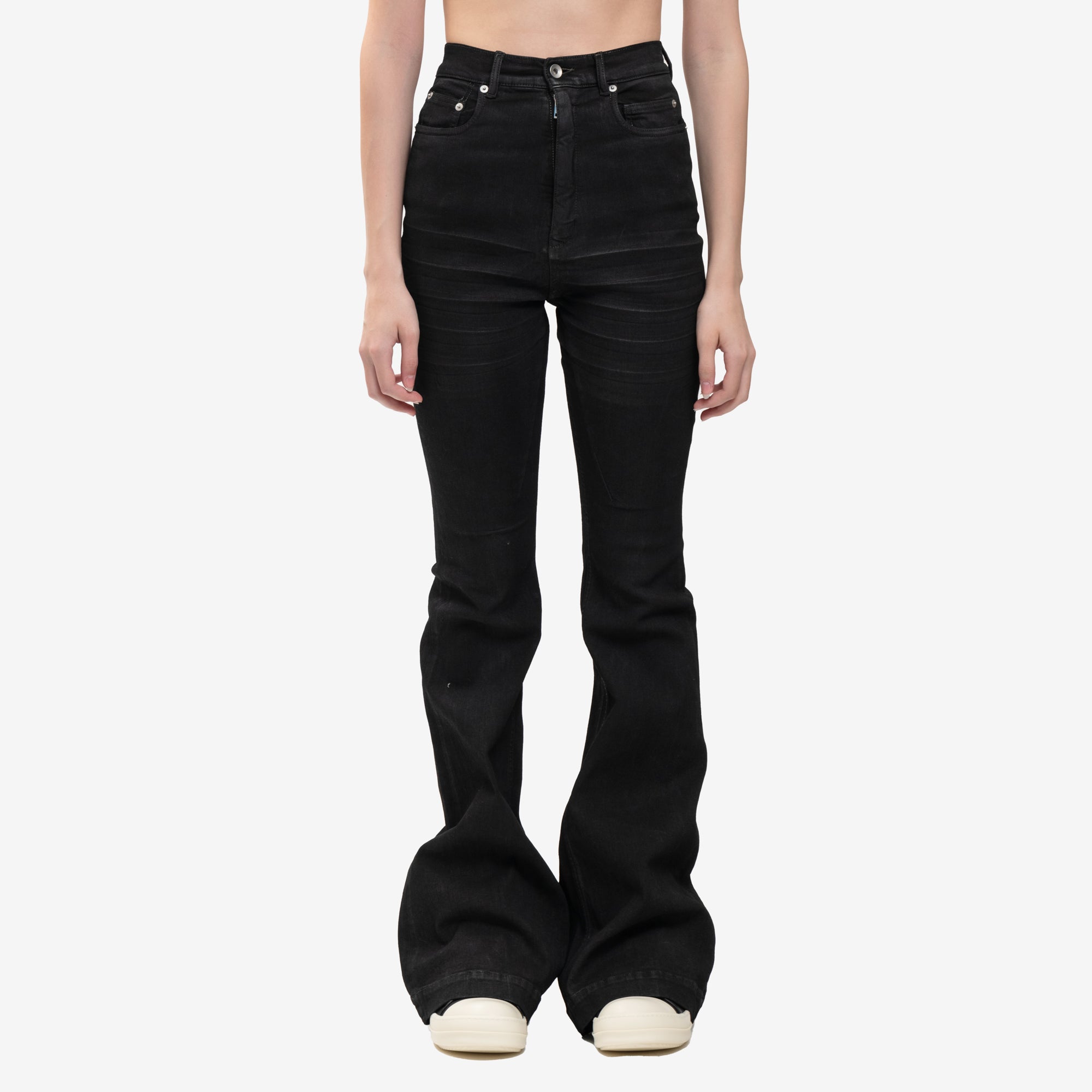 Rick Owens Womens Bolan Bootcut Jeans Black - 1