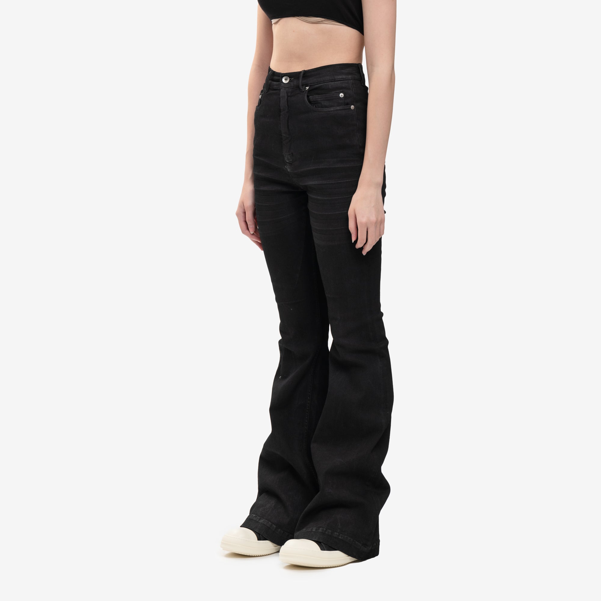 Rick Owens Womens Bolan Bootcut Jeans Black - 3