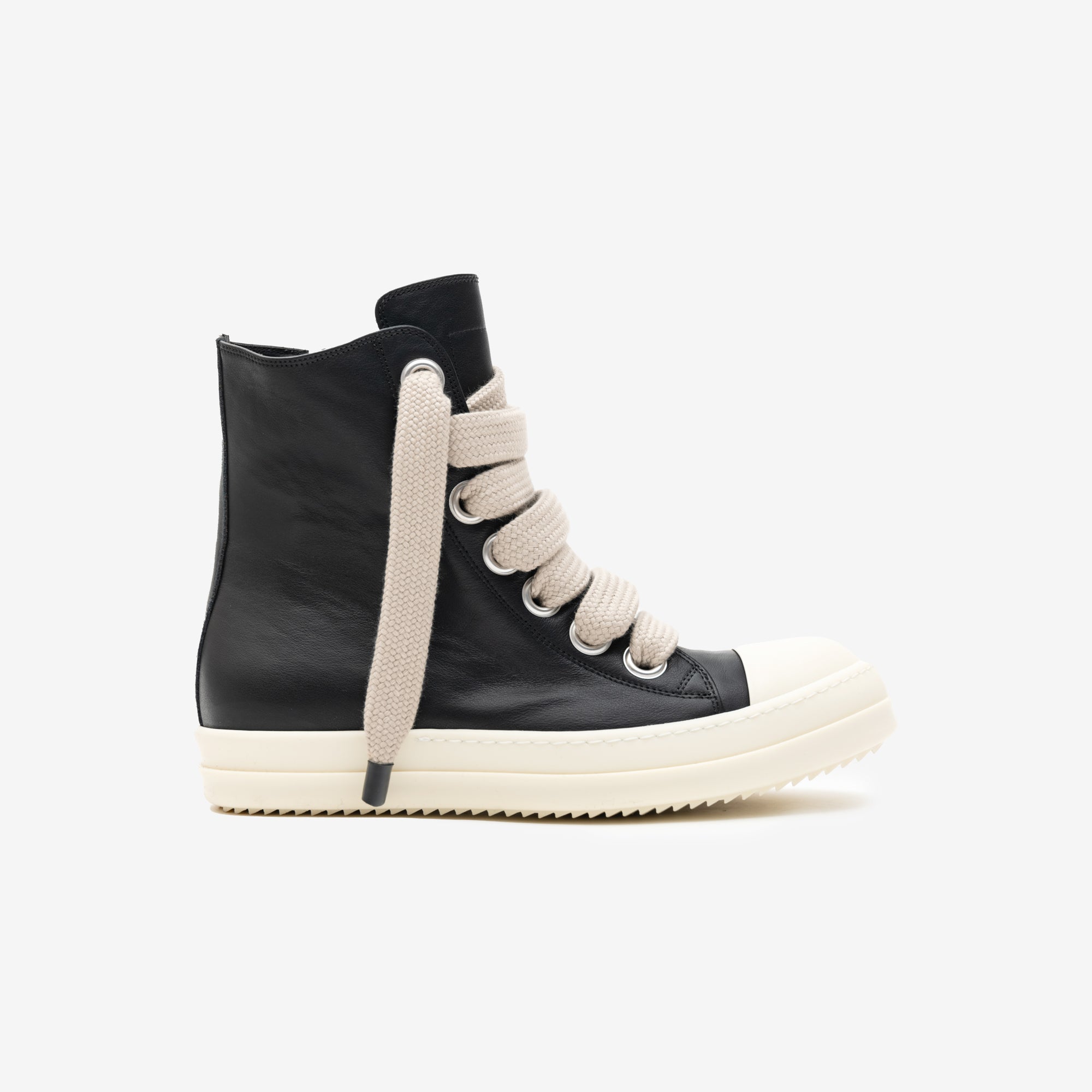 Rick Owens High - Top Jumbolace Leather Sneakers Black - 3