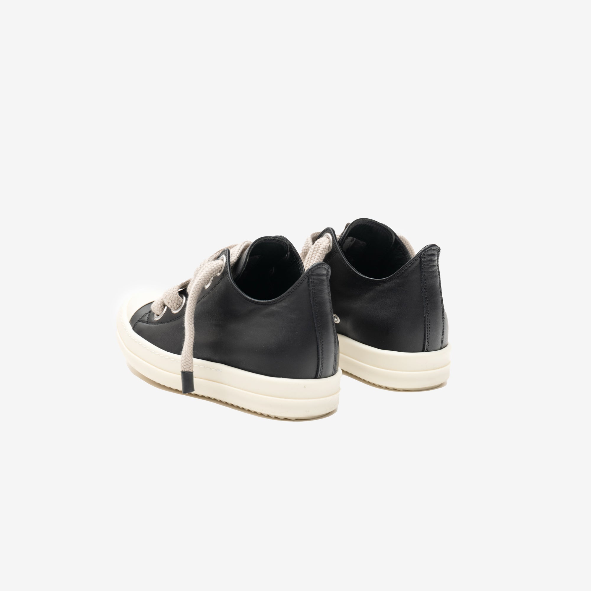Rick Owens Womens Low - Top Jumbolace Leather Sneakers Black - 5