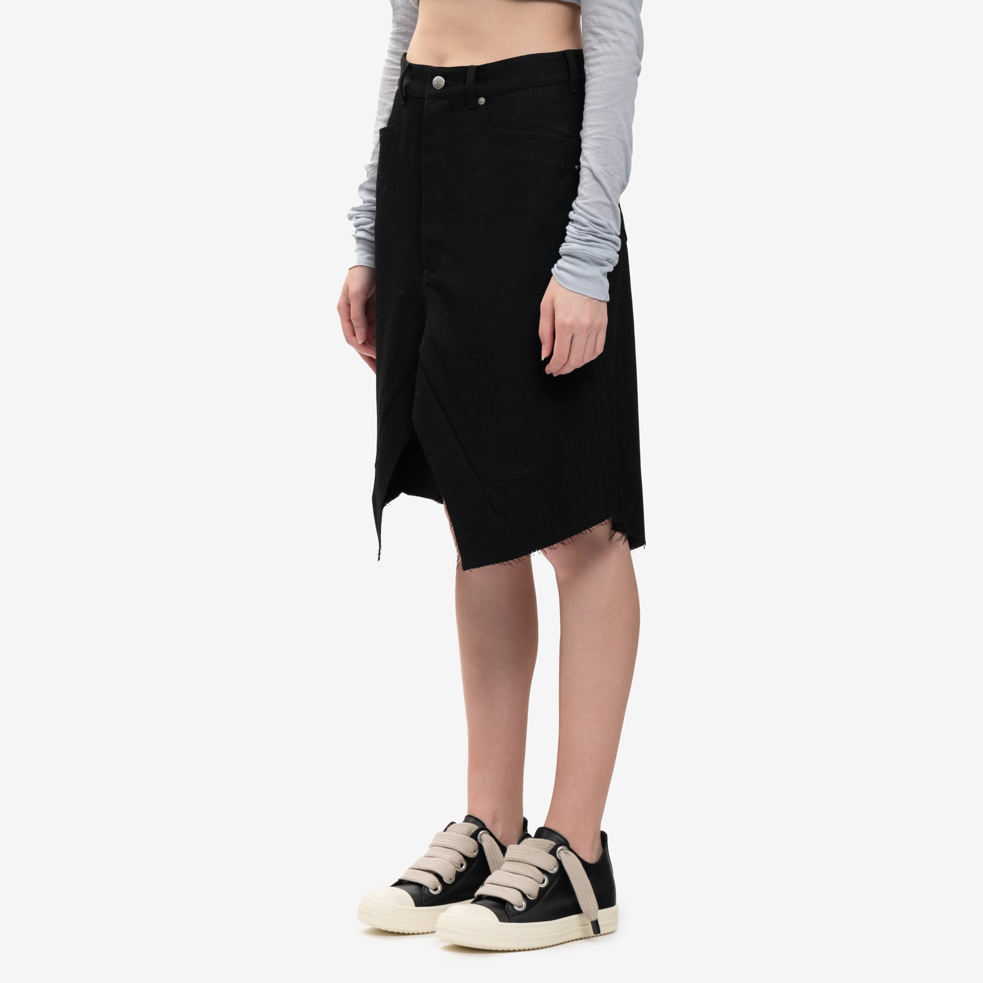 Rick Owens Unisex Slivered Skirt Black - 3
