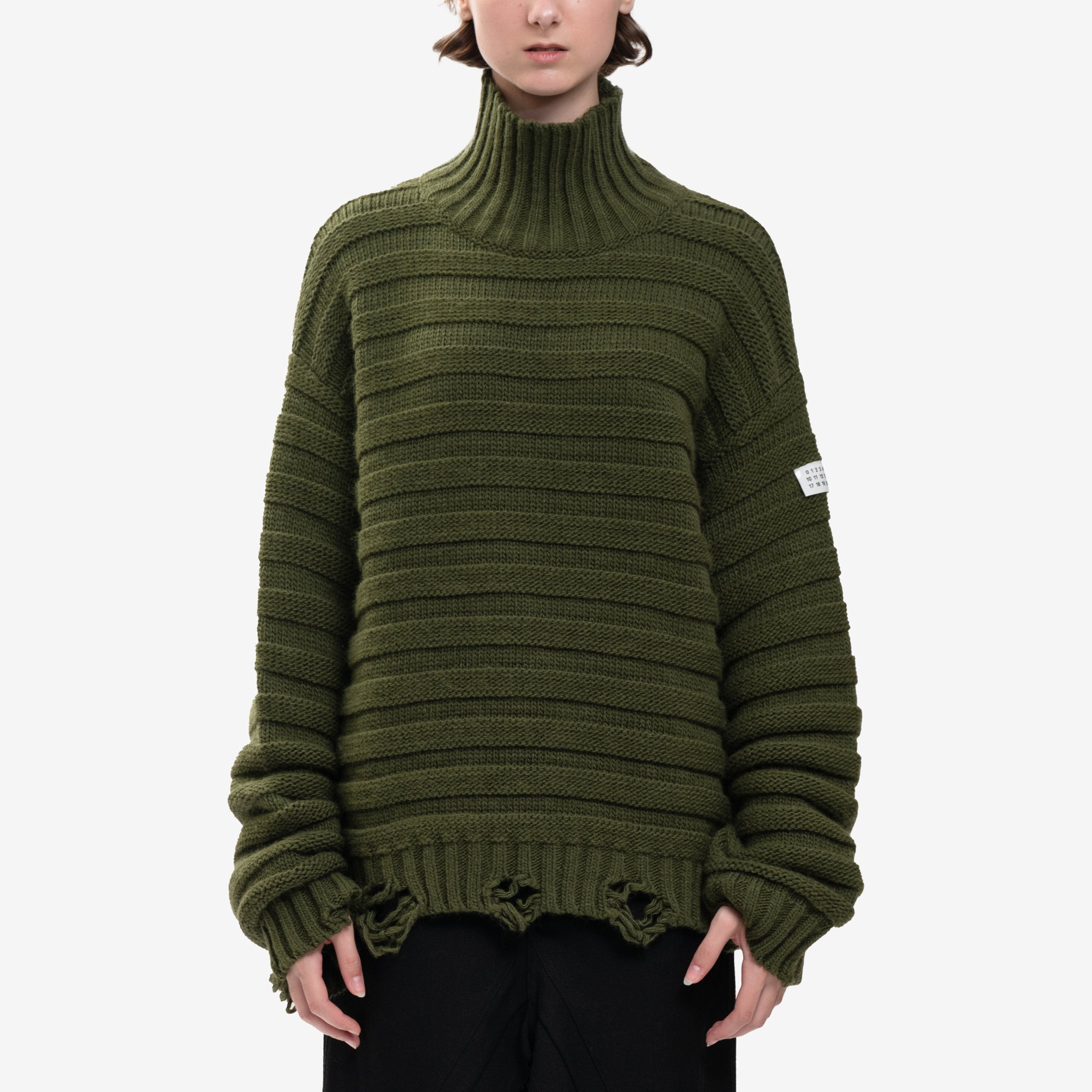MM6 Horizontal Link Sweater Khaki Green - 7