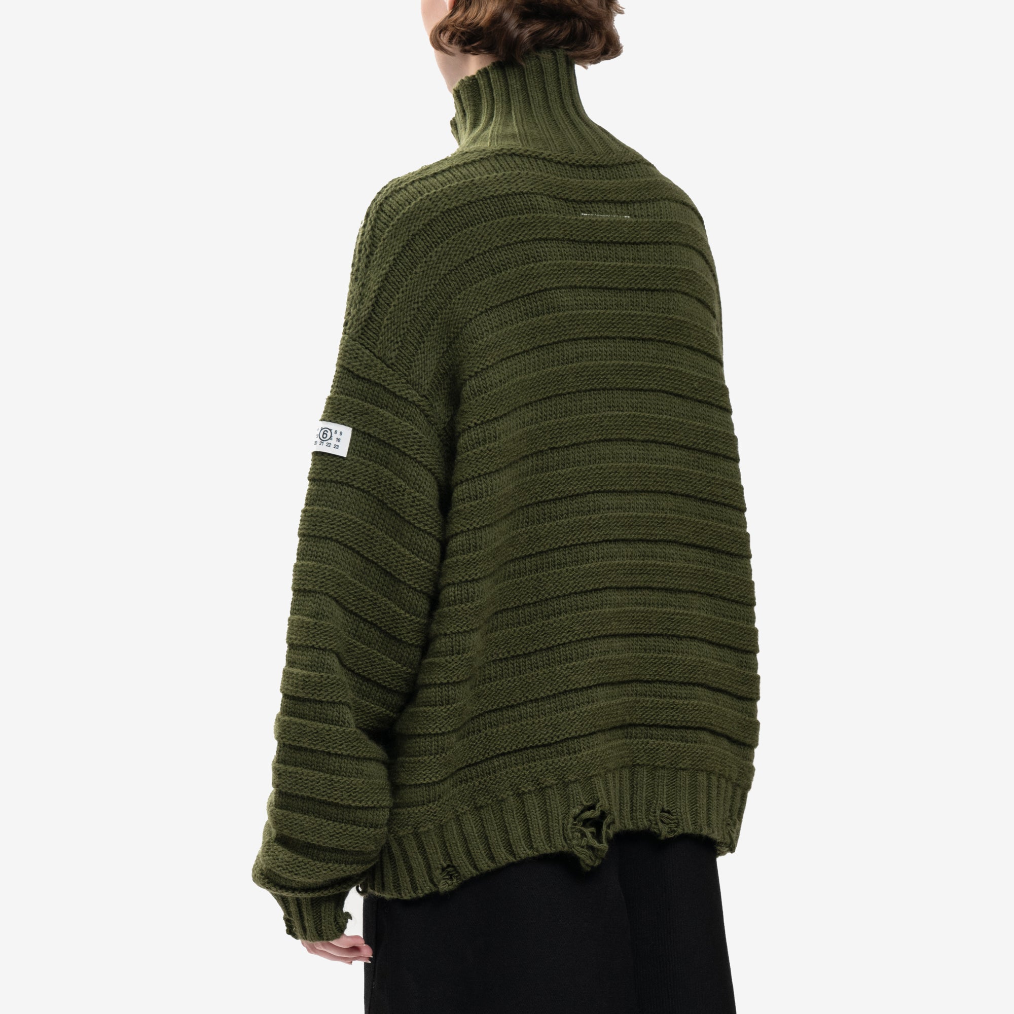 MM6 Horizontal Link Sweater Khaki Green - 9