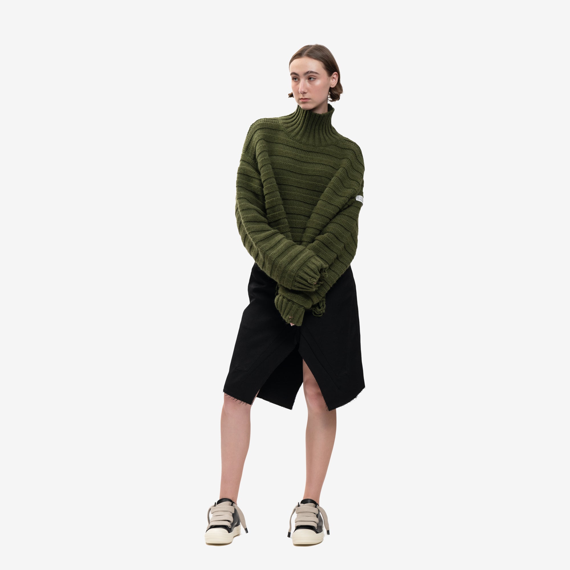 MM6 Horizontal Link Sweater Khaki Green - 2