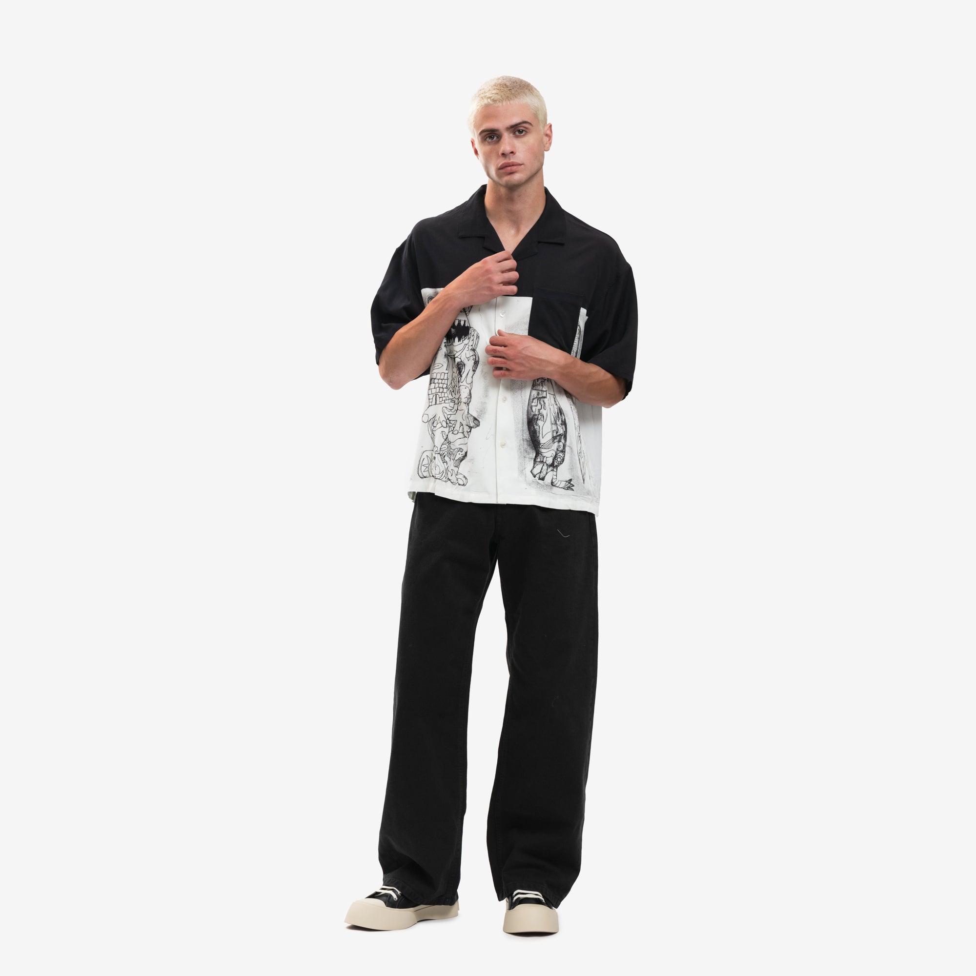 Dom Rebel Strip Camp Collar Shirt Beige - 2