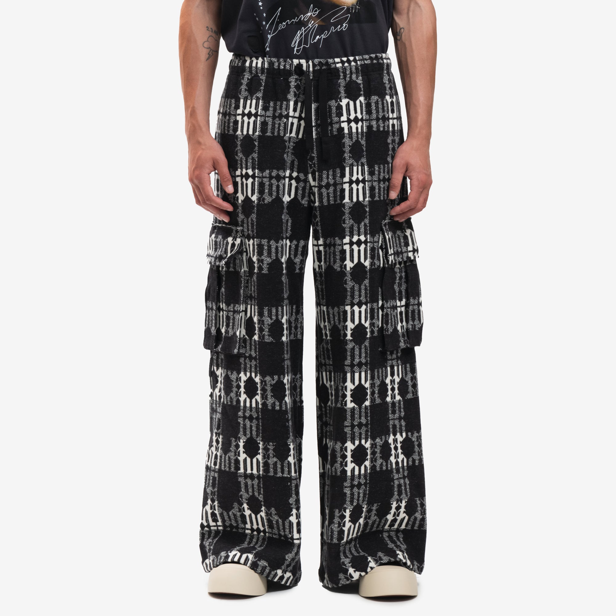 Palm Angels Check Monogram Pants Black - 1