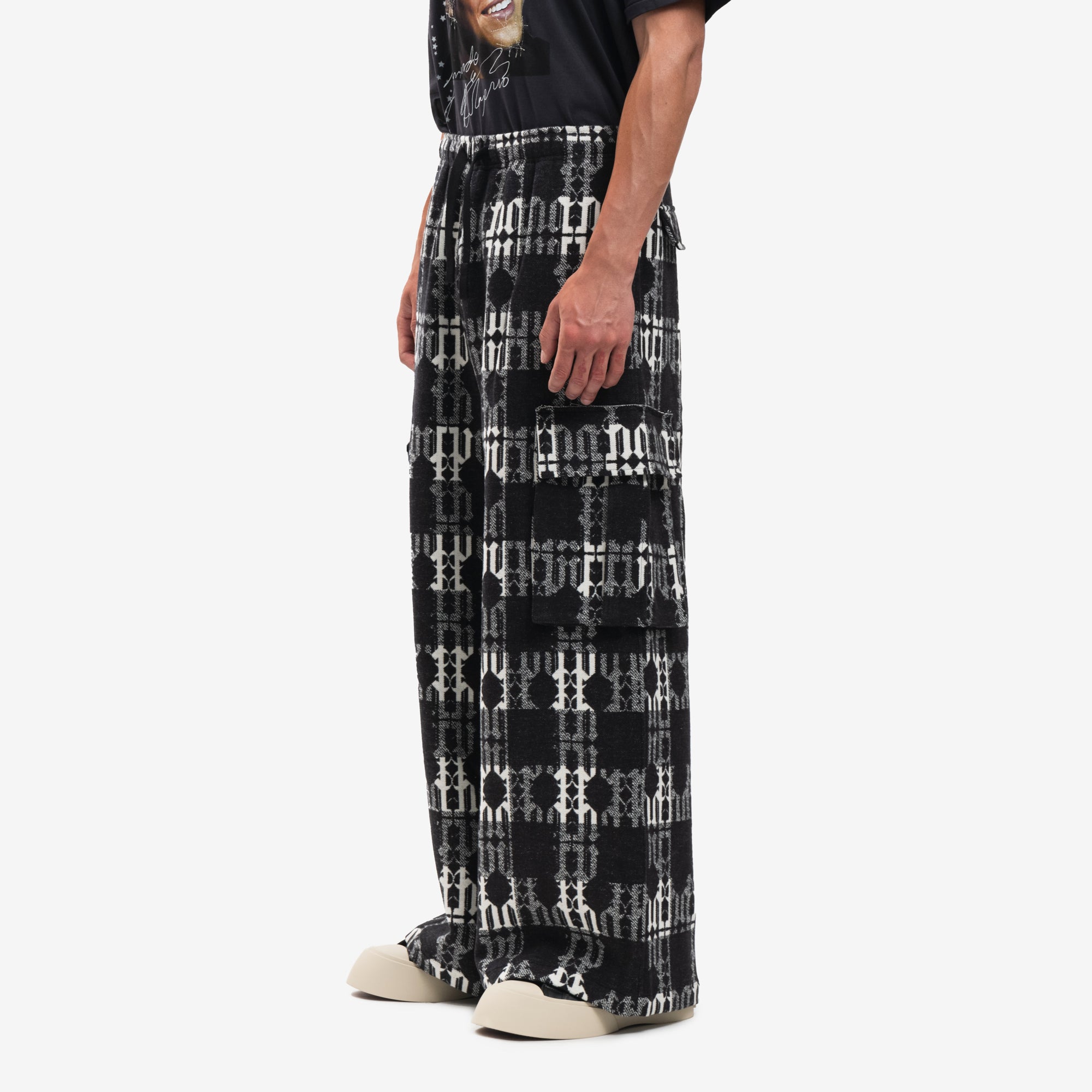 Palm Angels Check Monogram Pants Black - 3