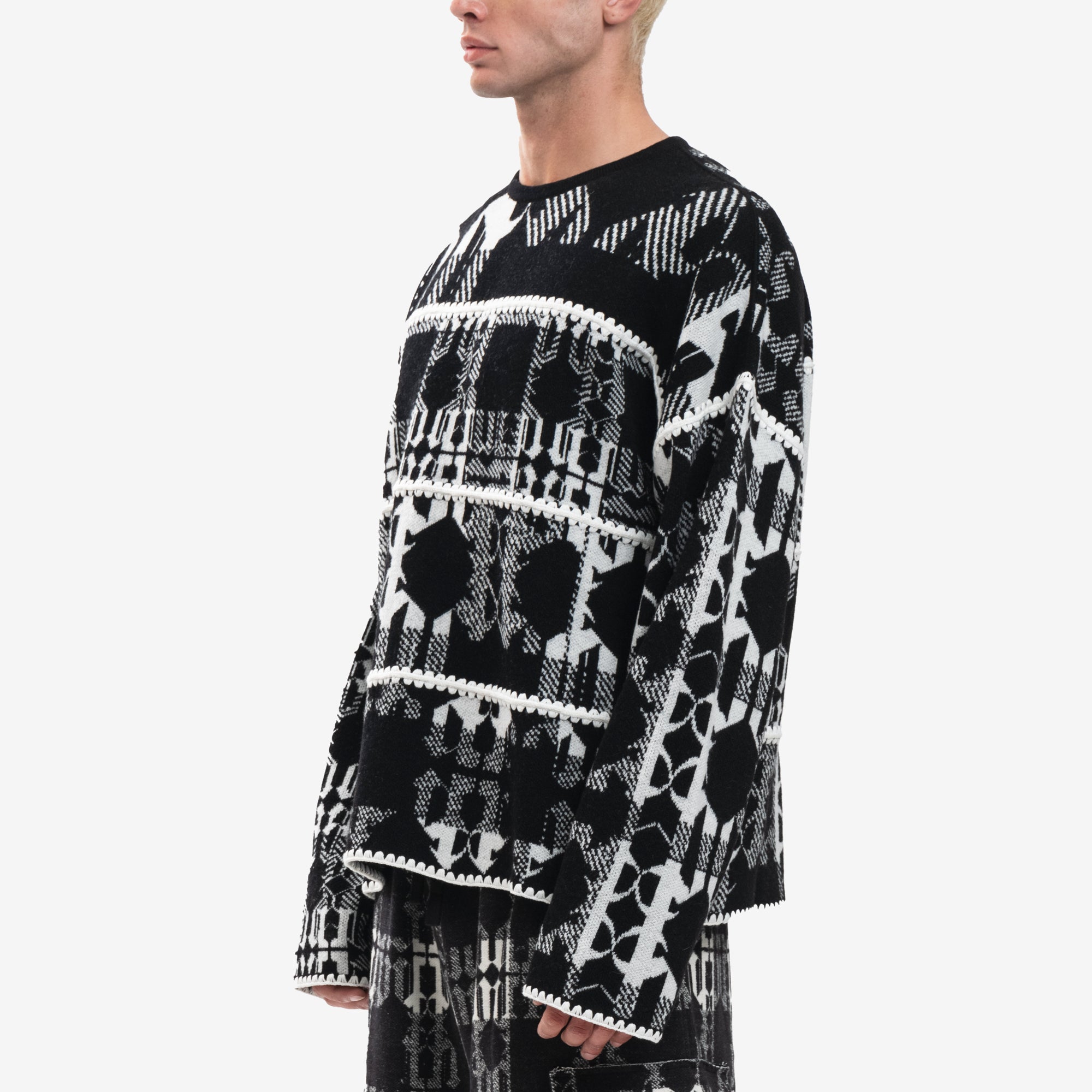 Palm Angels Check Monogram Sweater Black - 3