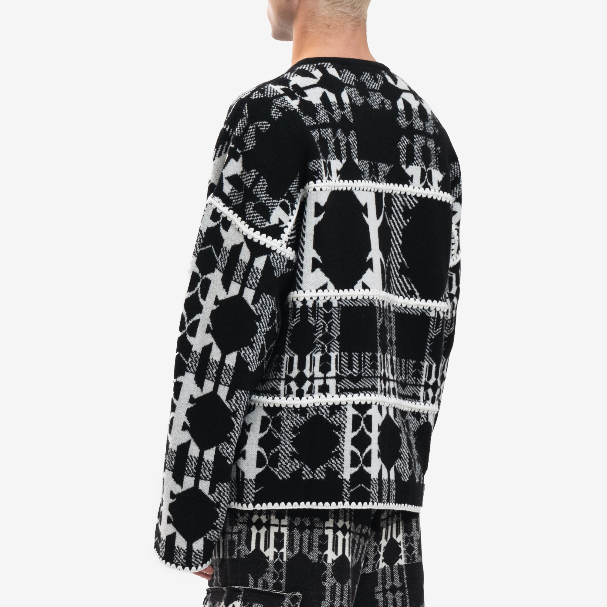 Palm Angels Check Monogram Sweater Black - 4