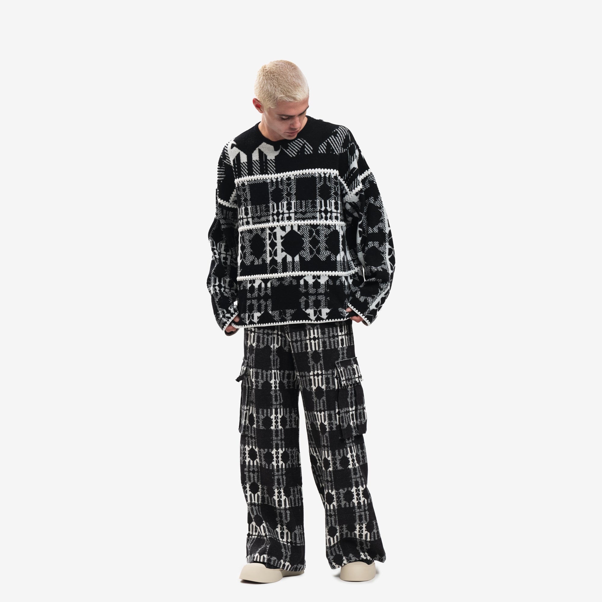 Palm Angels Check Monogram Sweater Black - 2