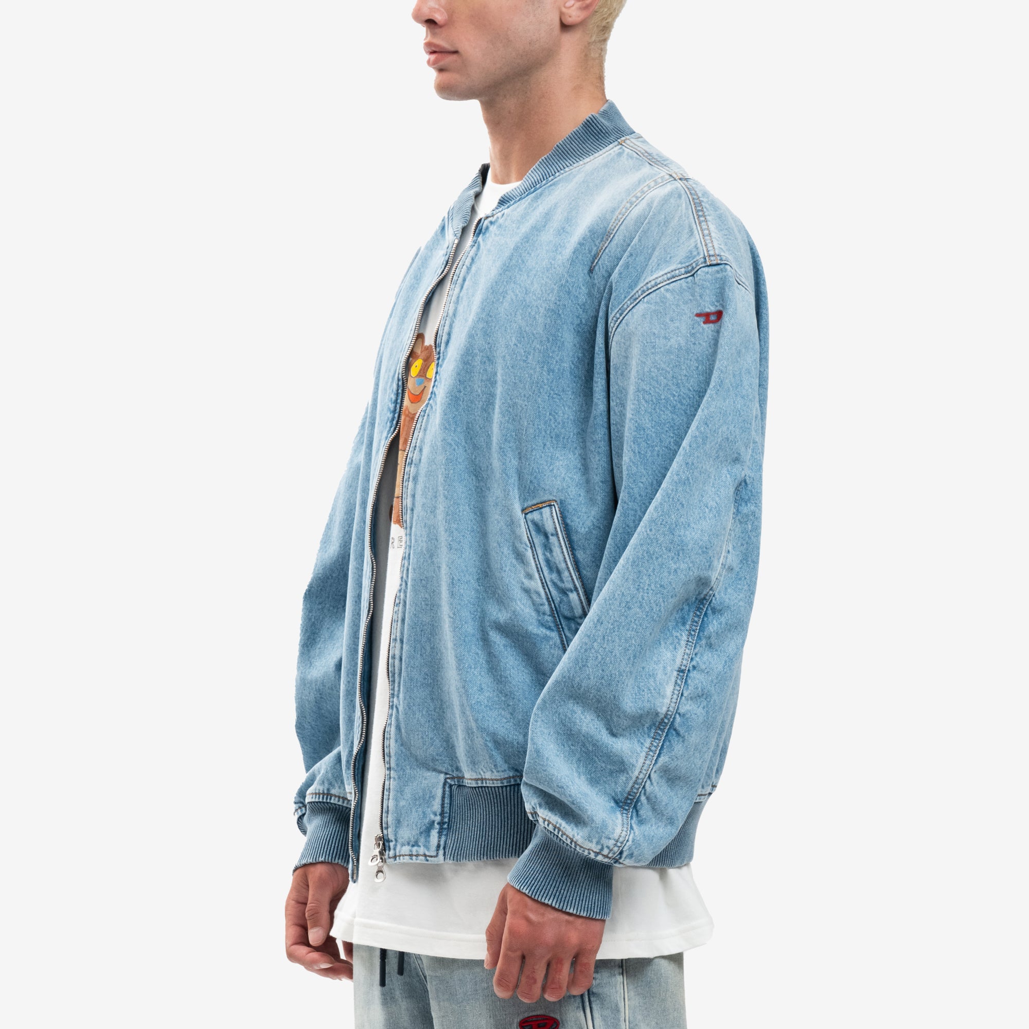 DIESEL Denim Bomber Jacket Blue - 3