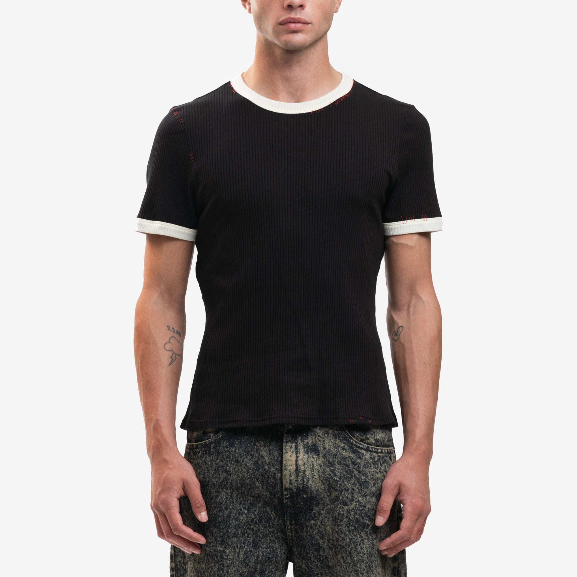 MARNI Ribbed Ringer T-Shirt Black - 1